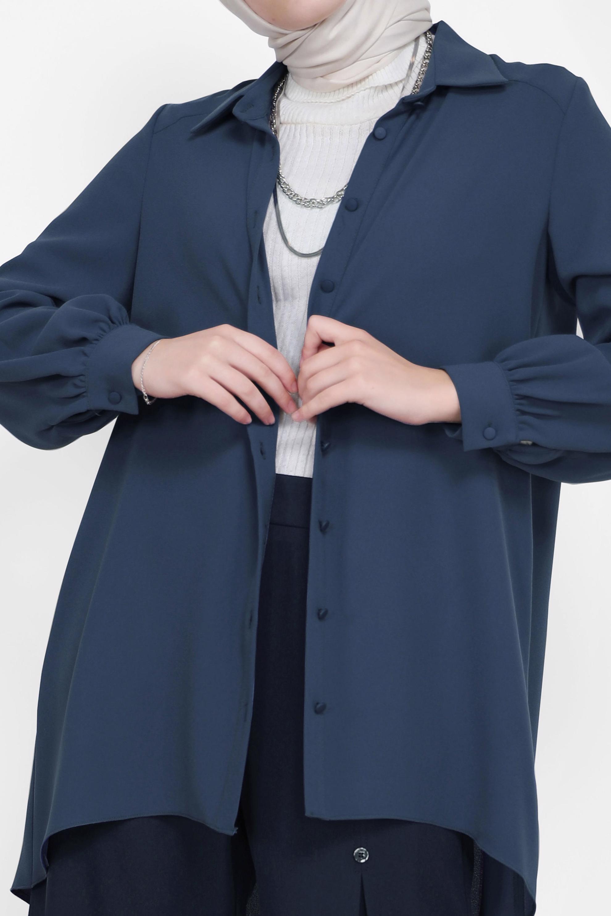 Tesettür giyim LACİVERT BASIC KREP TUNİK 42295 