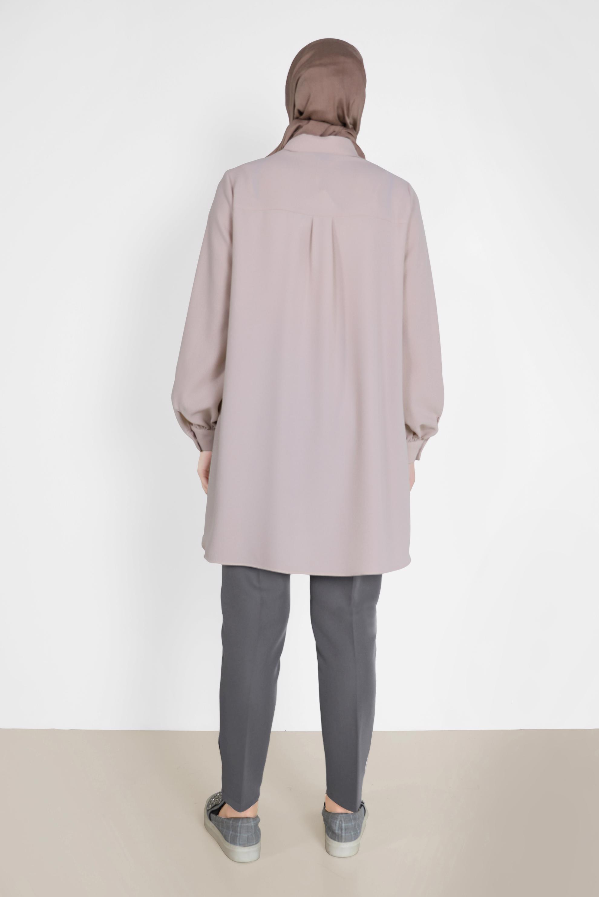 Tesettür giyim EKRU BASIC KREP TUNİK 42295 