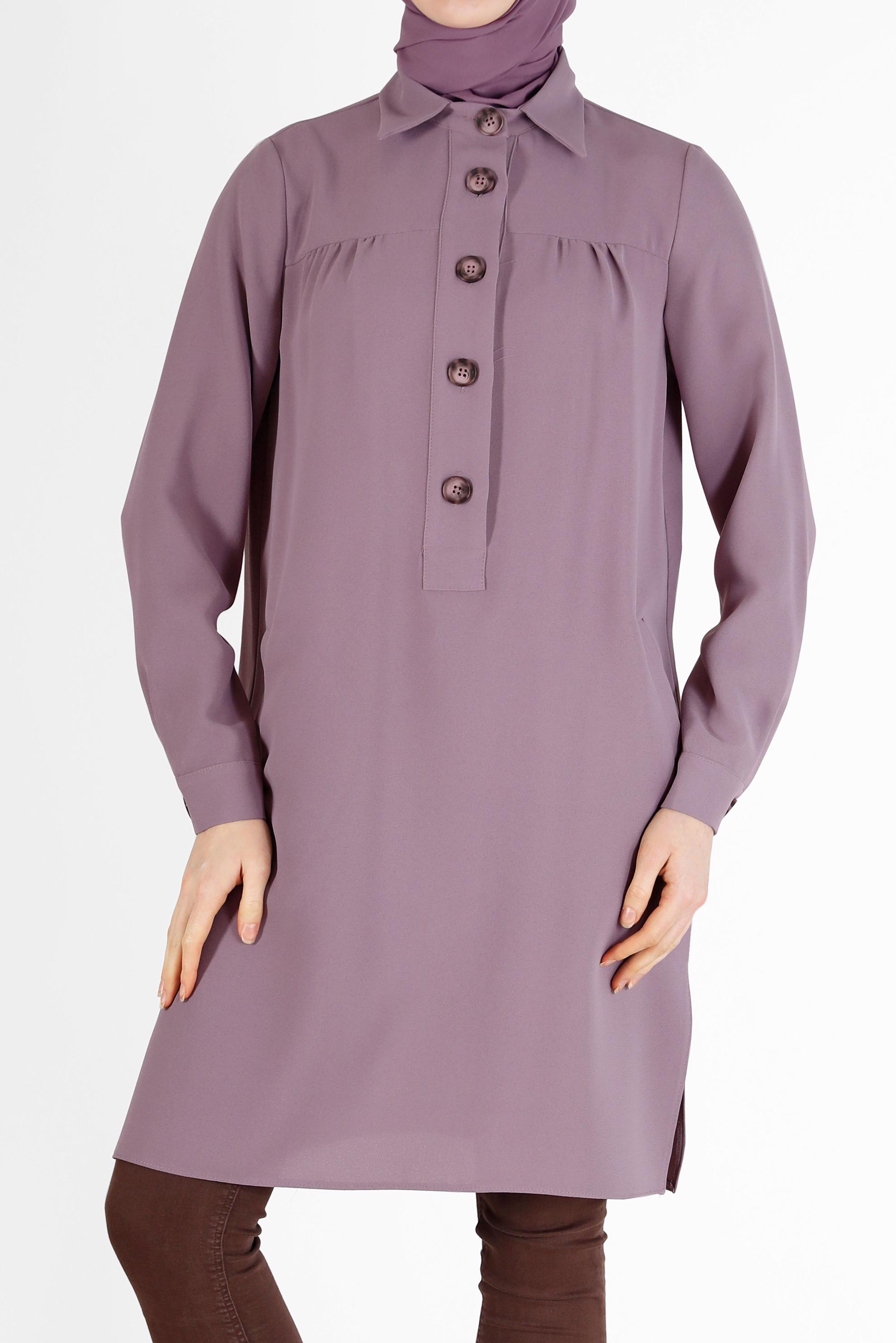 Hijab clothing POWDER BUTTON DETAIL TUNIC 42307 