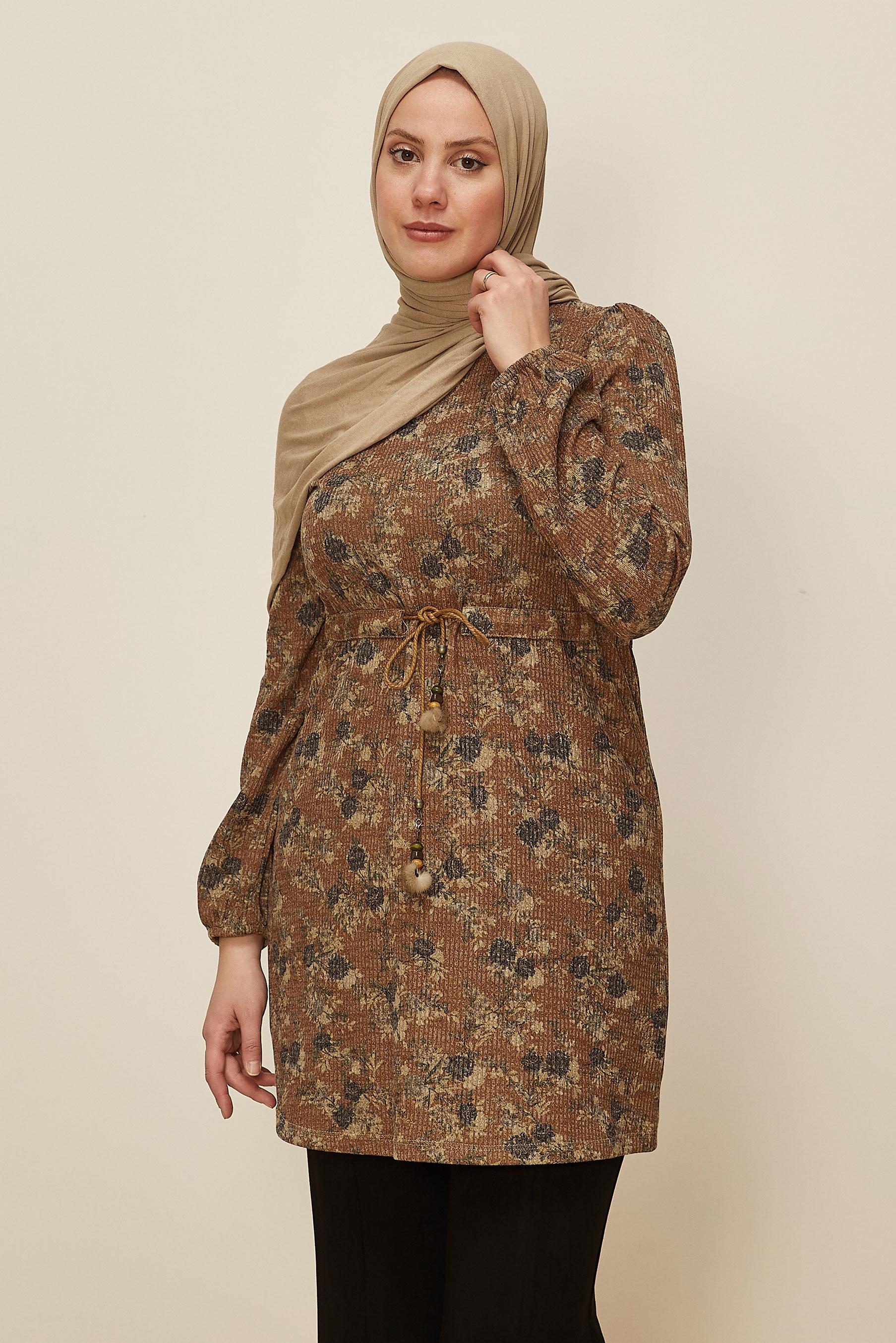 Hijab clothing TABA GATHERED WAIST PATTERNED TUNIC 42319