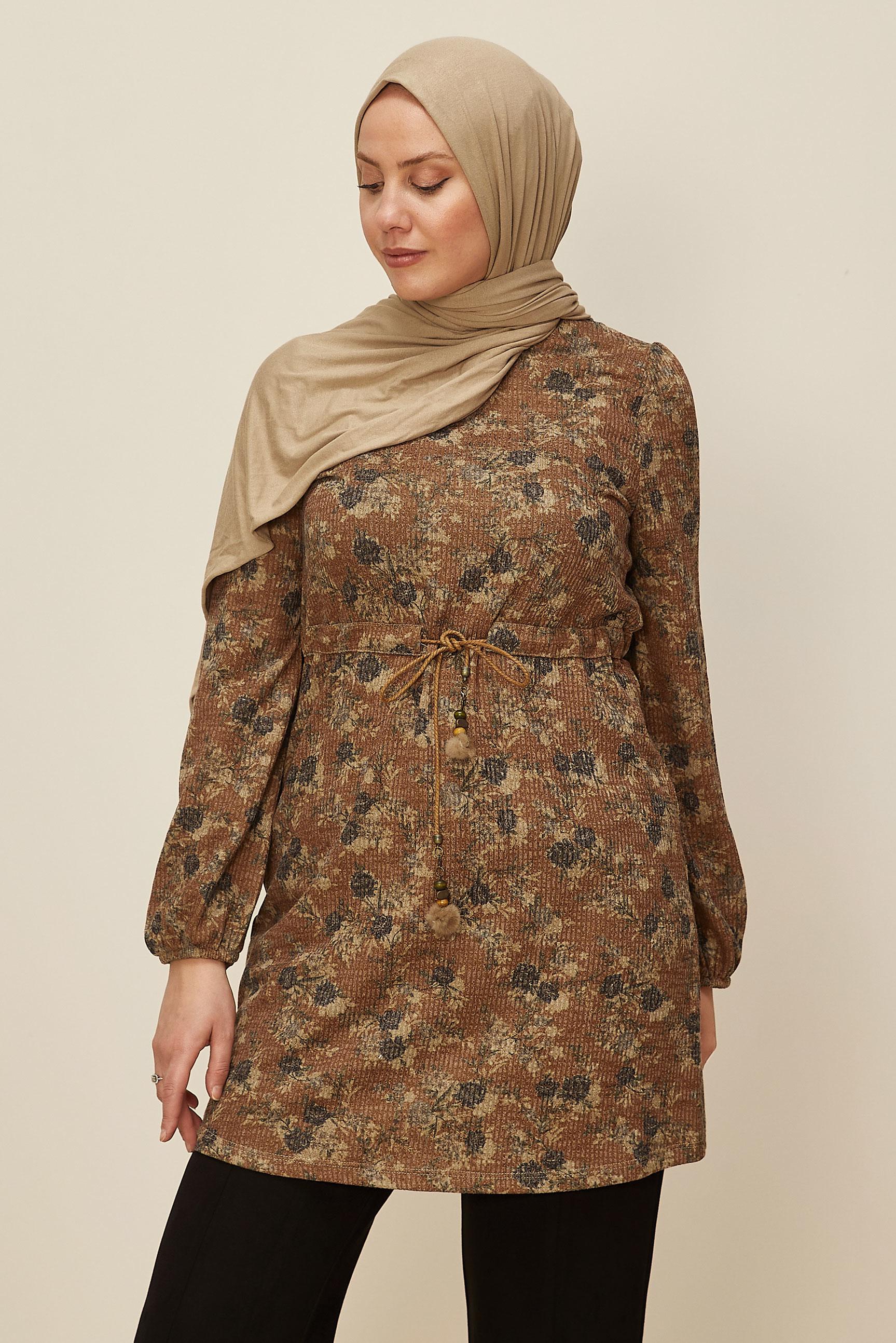 Hijab clothing TABA GATHERED WAIST PATTERNED TUNIC 42319