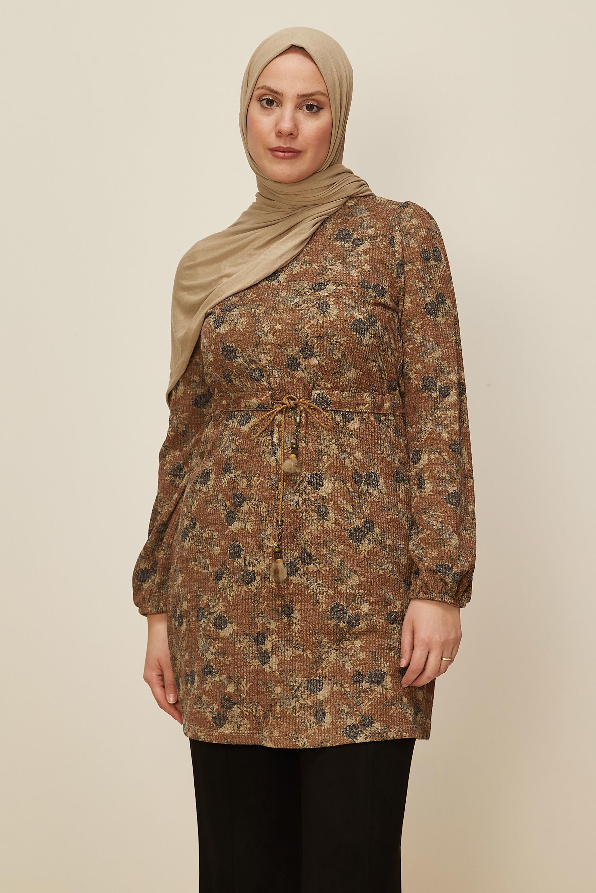 Hijab clothing TABA GATHERED WAIST PATTERNED TUNIC 42319