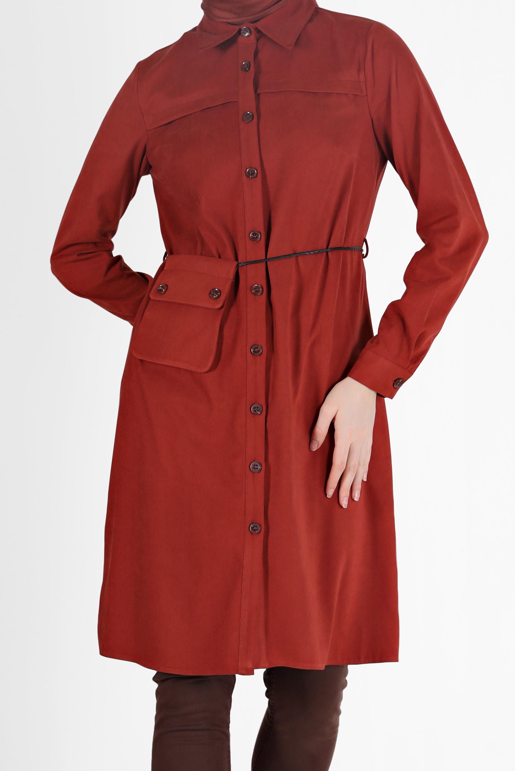 Hijab clothing ORANGE POCKET DETAIL BUTTONED TUNIC 42353 