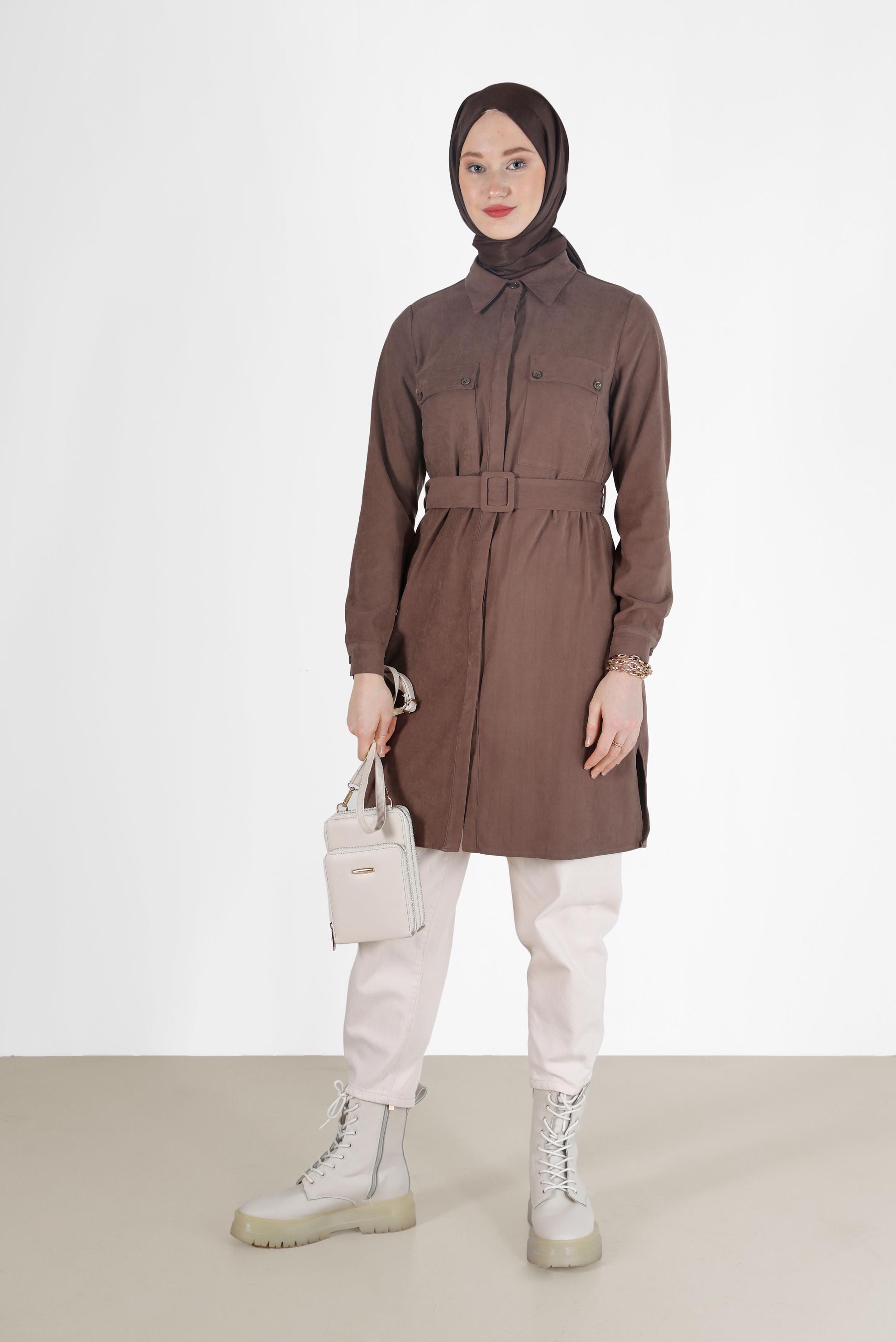 Hijab clothing MINK BELTED POCKET DETAIL TUNIC 42354 