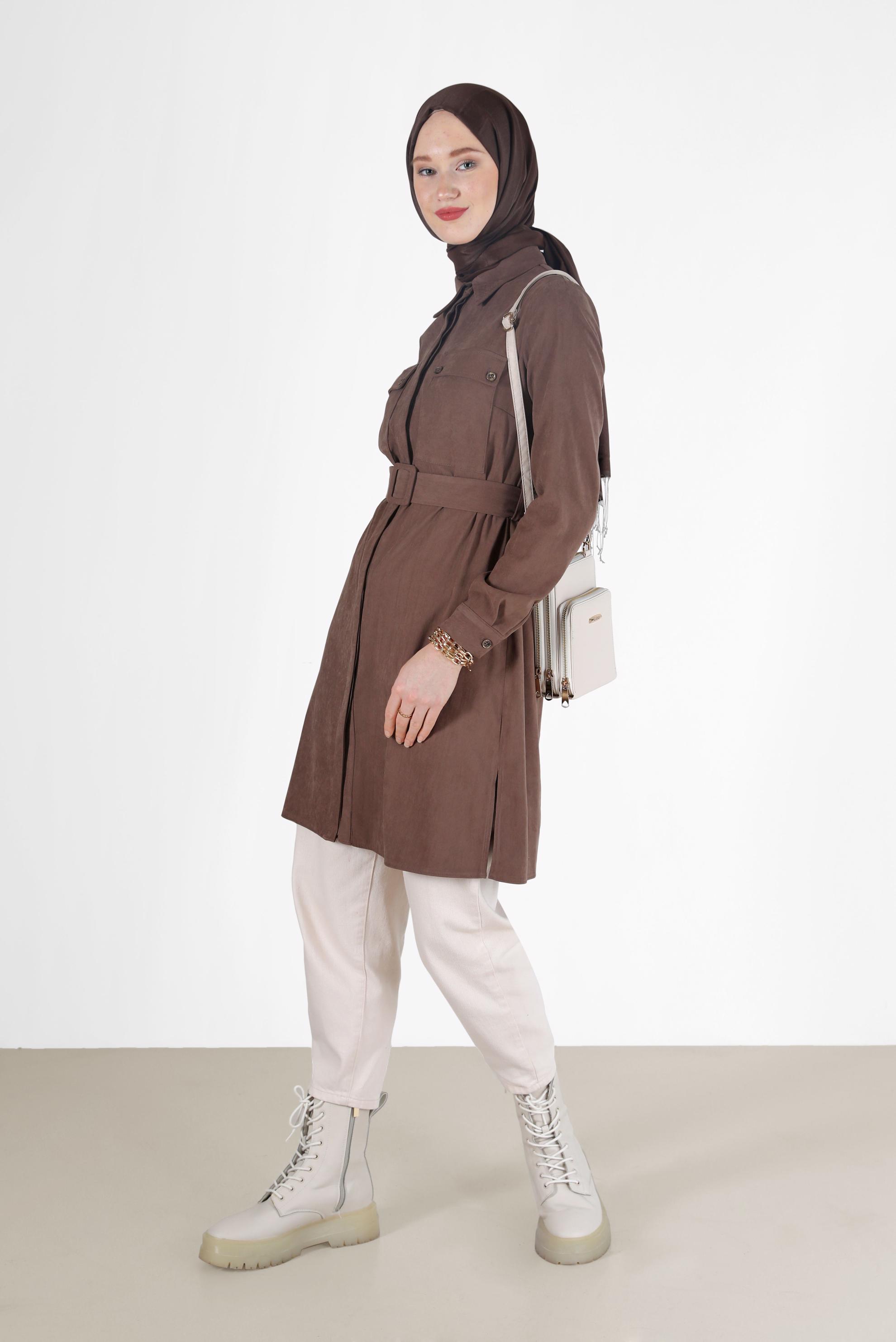 Hijab clothing MINK BELTED POCKET DETAIL TUNIC 42354 