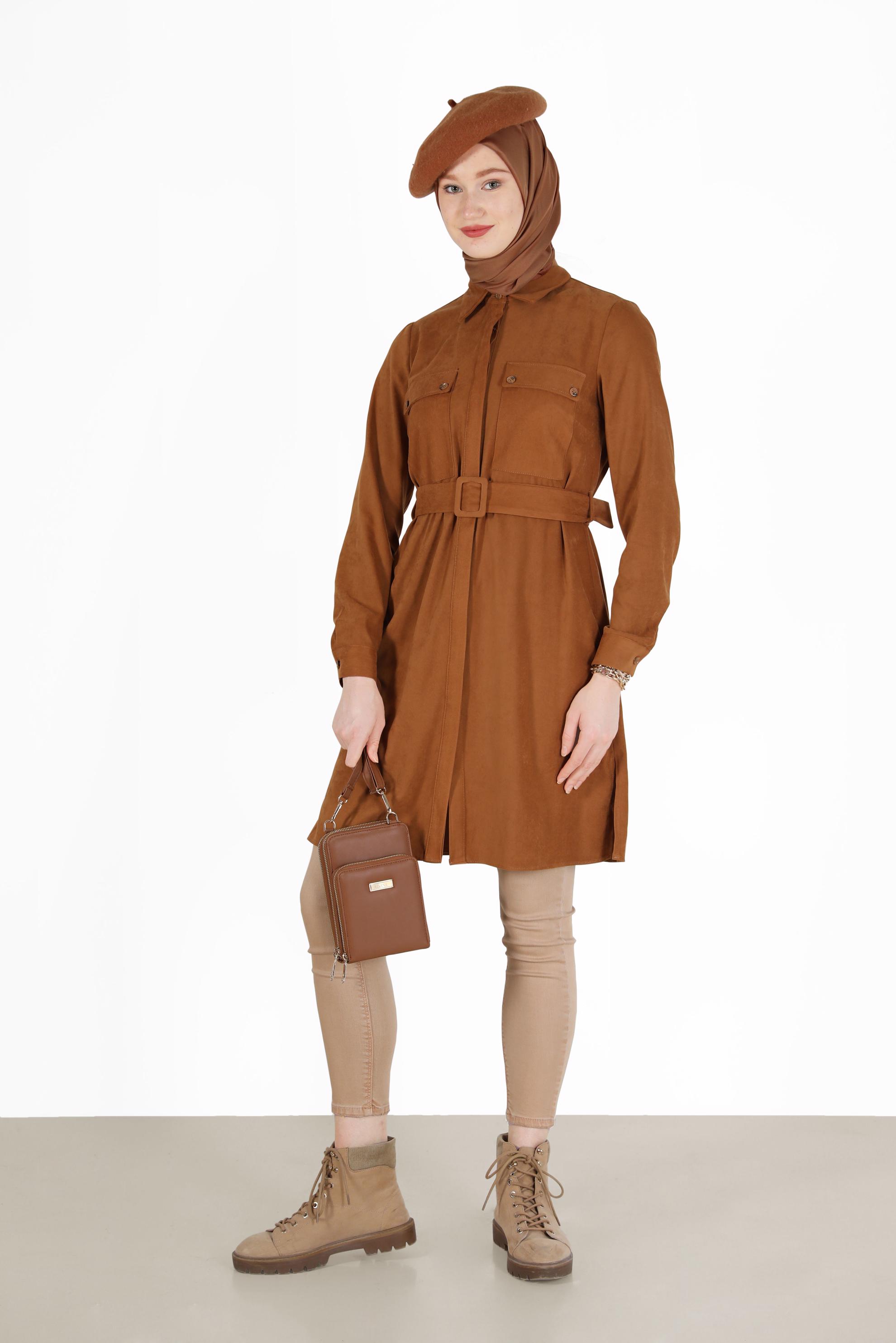 Hijab clothing TABA BELTED POCKET DETAIL TUNIC 42354 