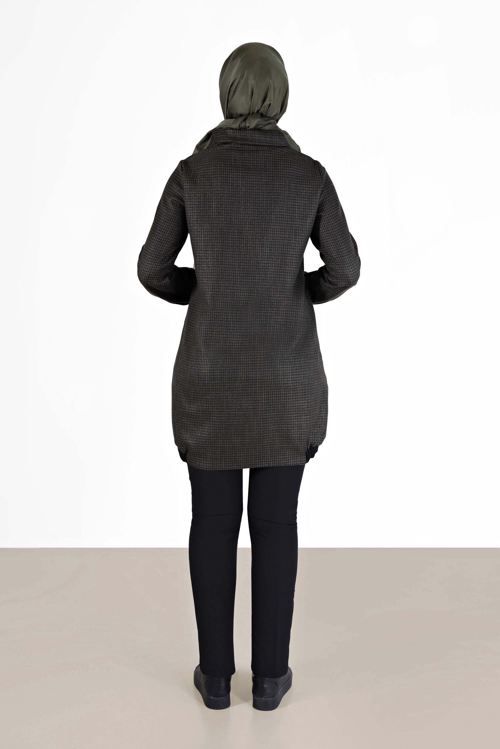 Tesettür giyim SİYAH MANŞETLERİ VE ETEK UCU LASTİKLİ PÖTİKARE TUNİK 42356 