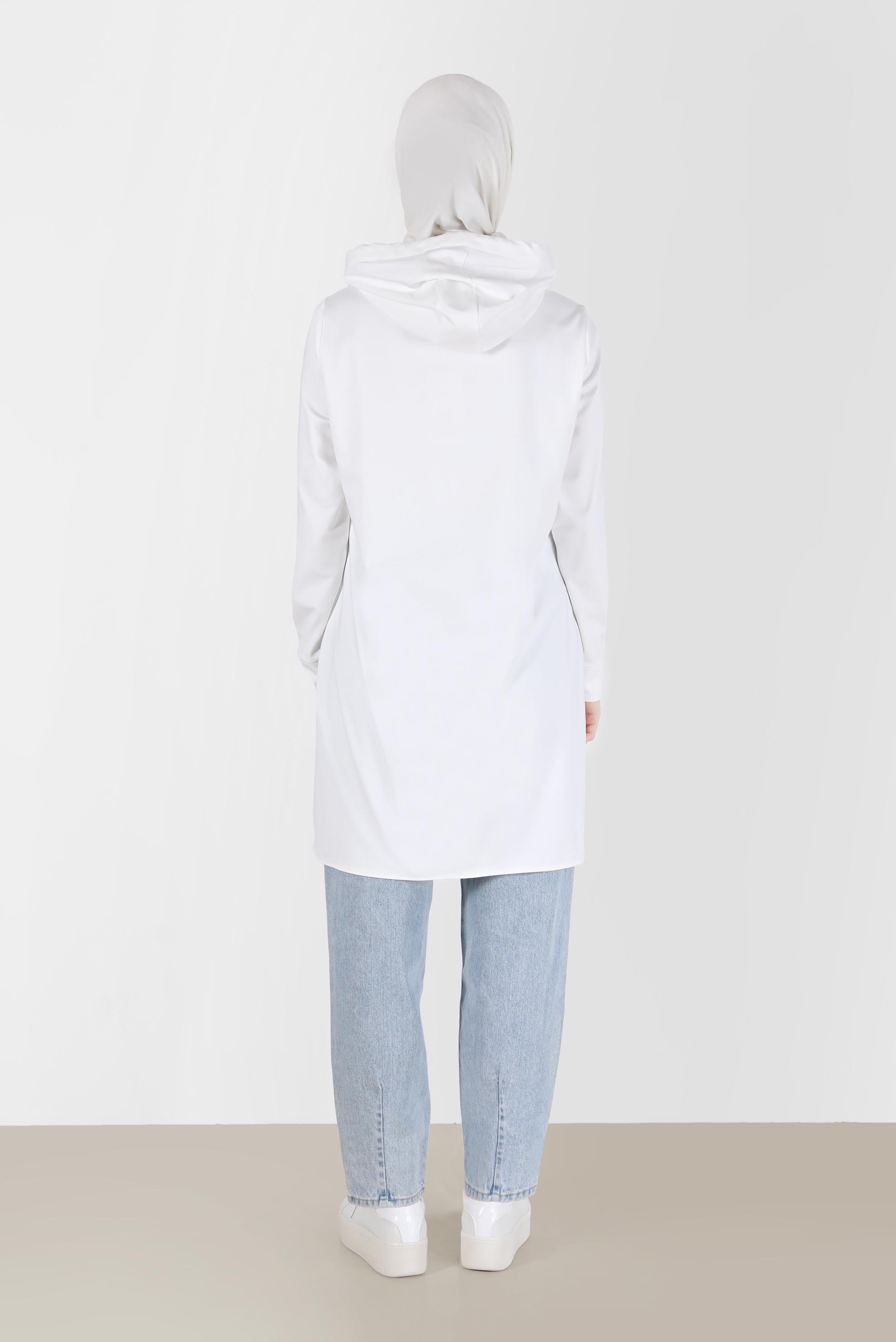 Vêtements hijab BLANC TUNIQUE À CAPUCHE AVEC BRODERIE DE SEQUINS 42370