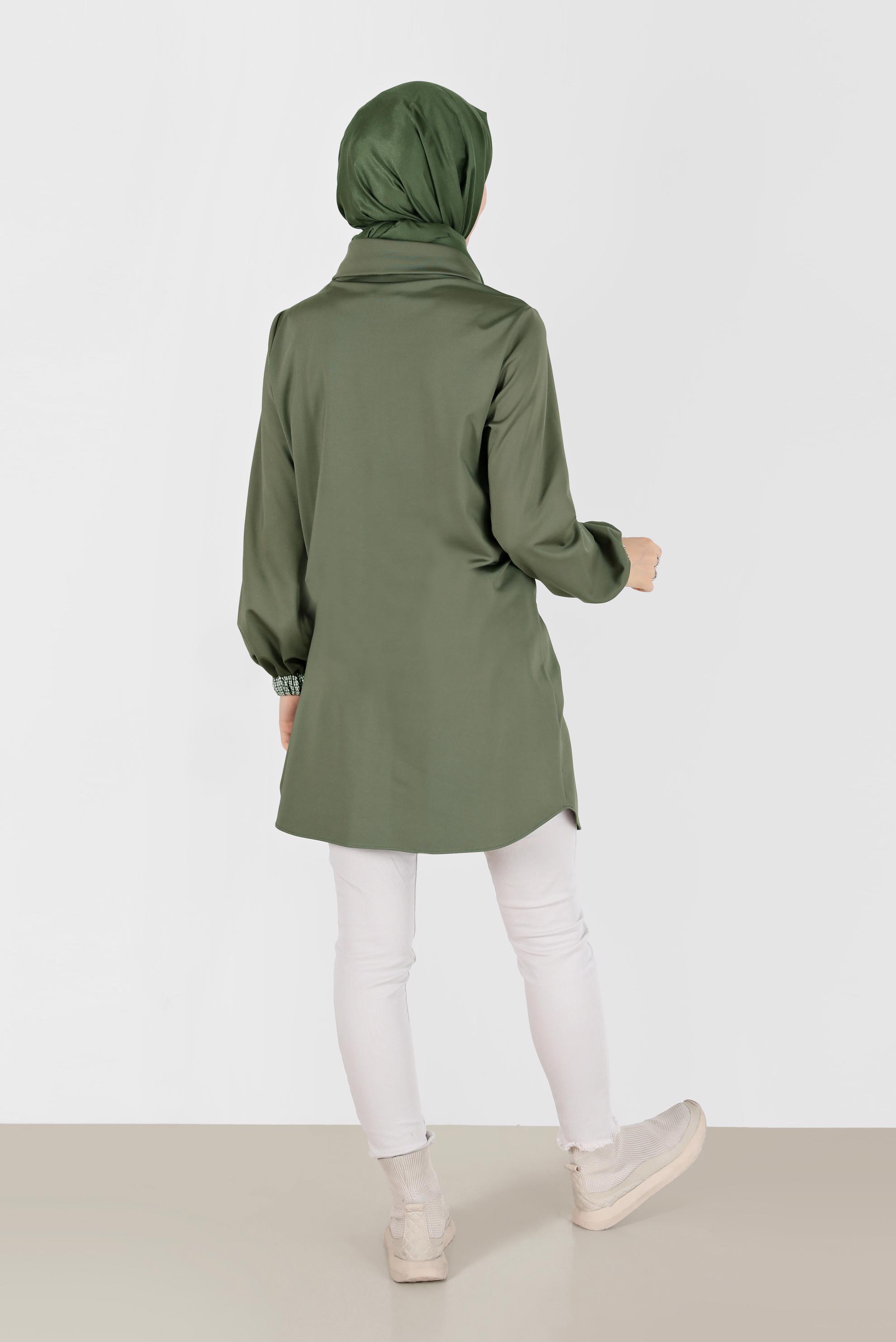 Hijab clothing KHAKI CHECK DETAIL EMBROIDERED TUNIC 42371 