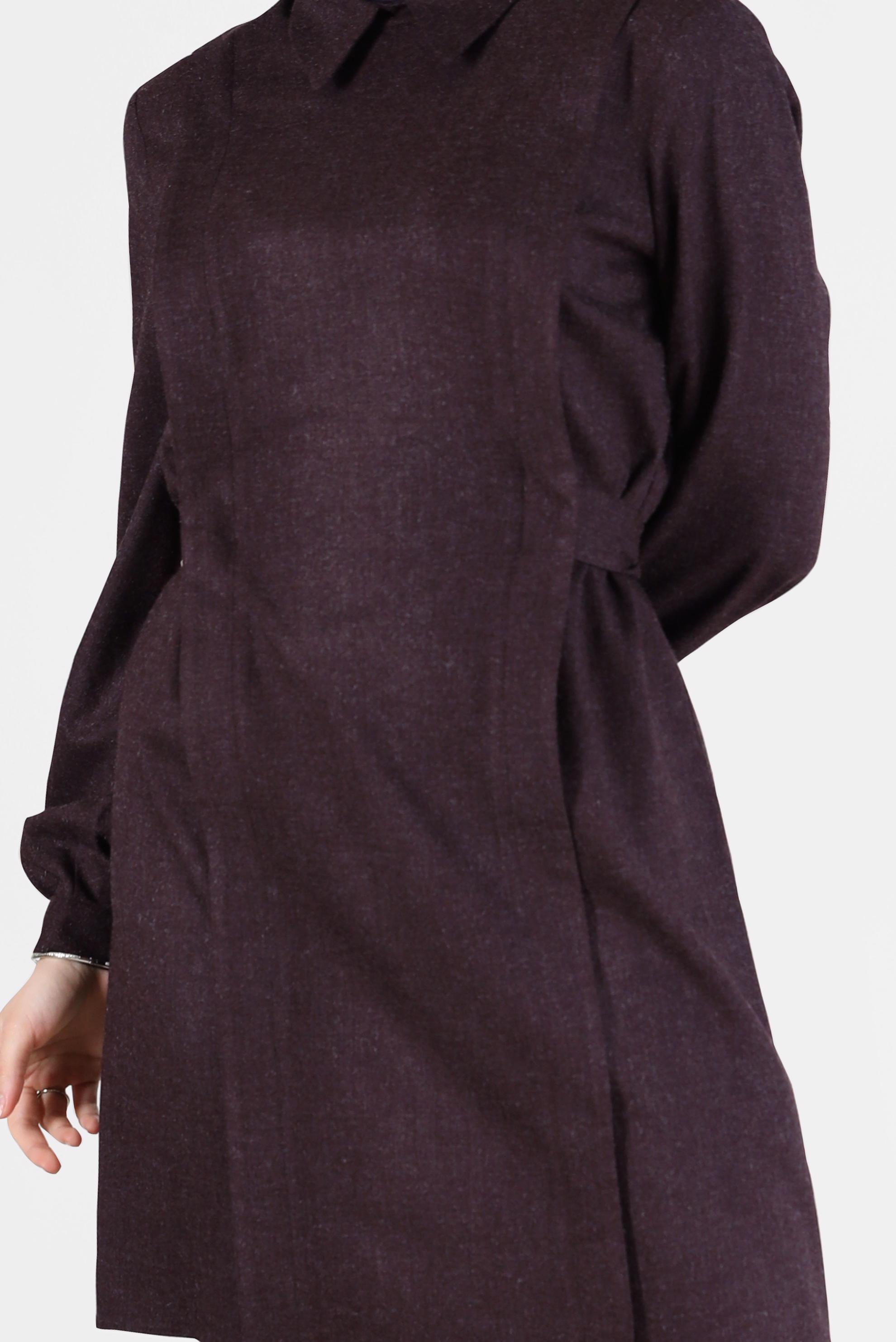 Tesettür giyim MÜRDÜM BAĞLAMA DETAYLI KLASİK YAKA TUNİK 42377