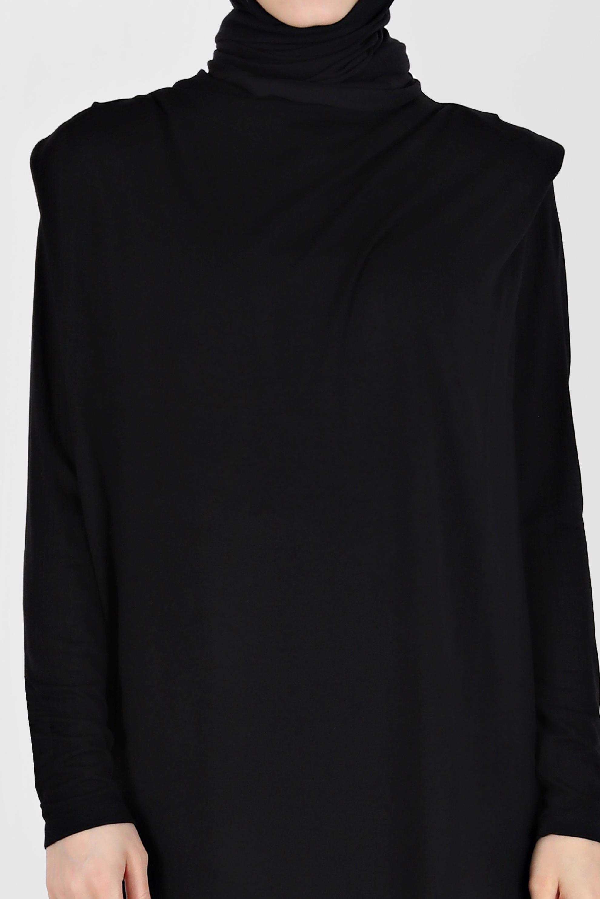 Tesettür giyim SİYAH DÖKÜMLÜ YAKA TUNİK 42389 