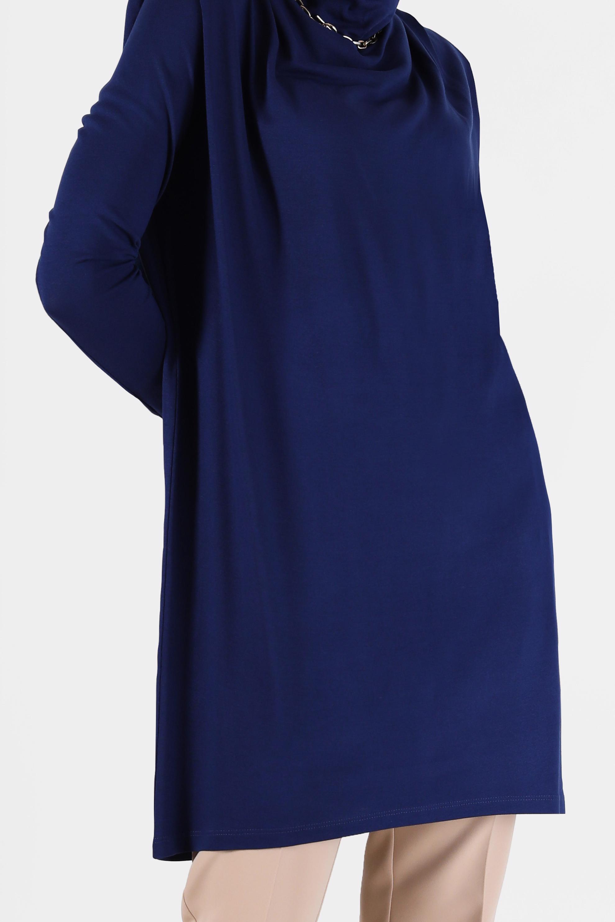 Tesettür giyim LACİVERT DÖKÜMLÜ YAKA TUNİK 42389 