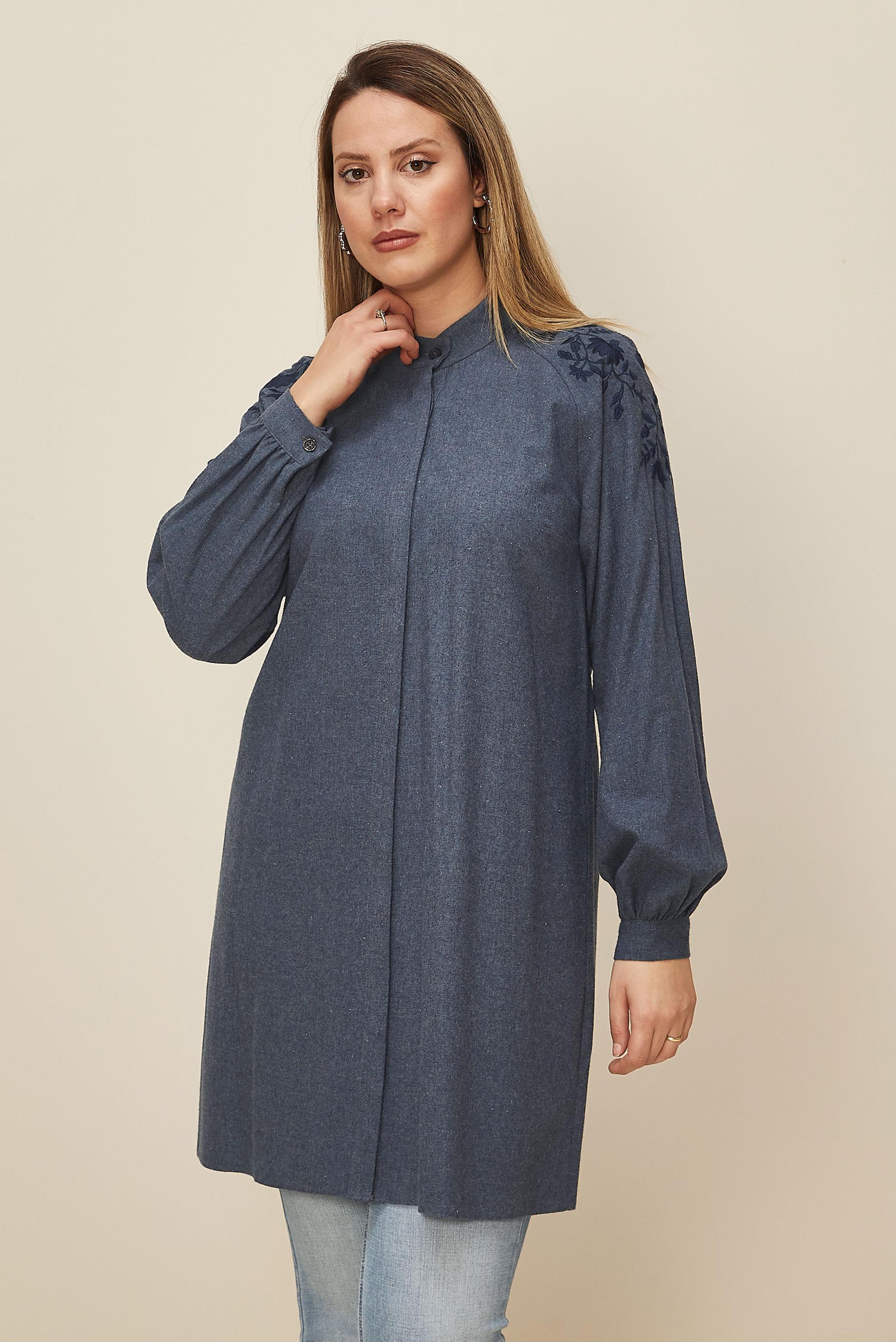 Vêtements hijab BLEU MARINE TUNIQUE BRODÉE 42395
