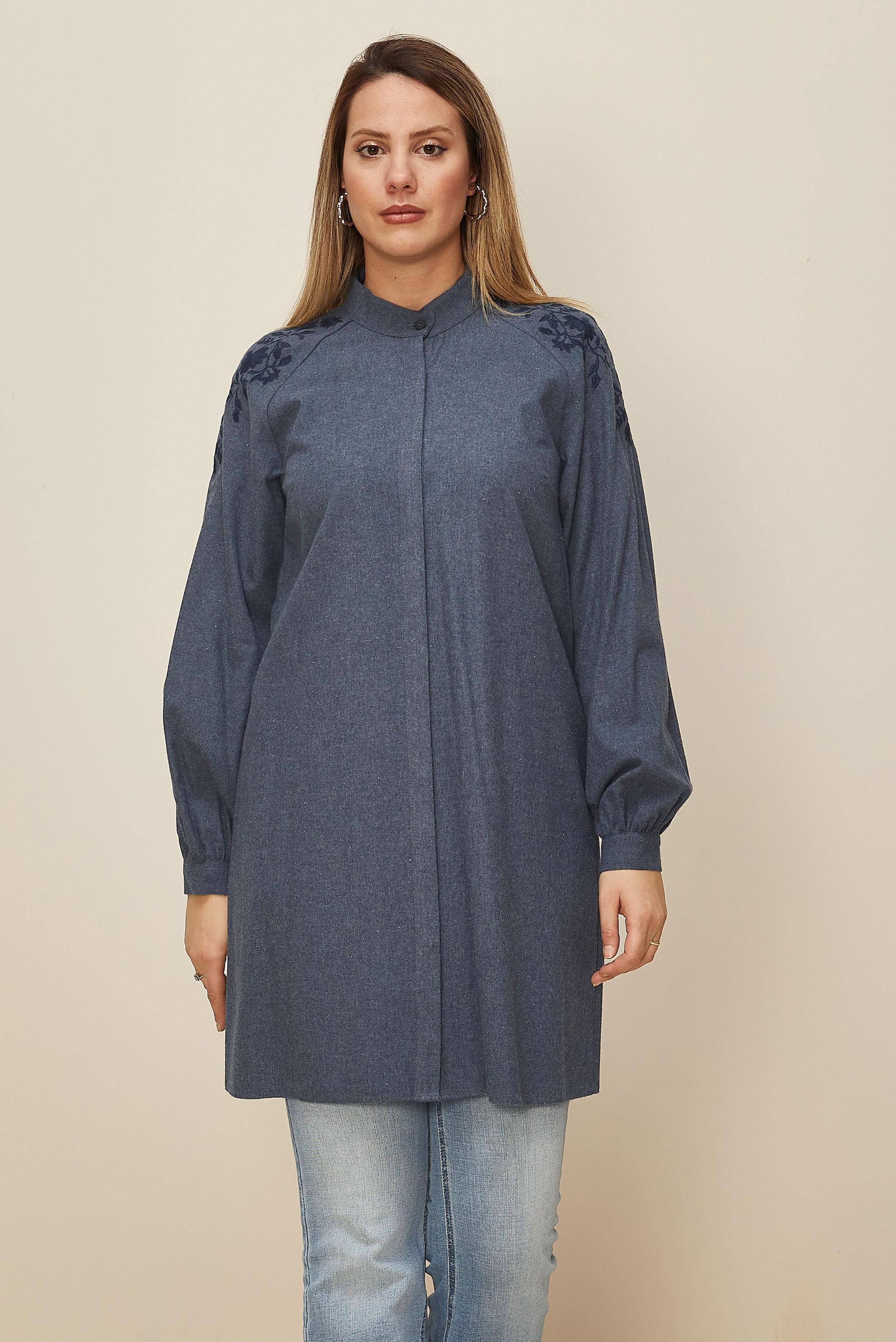 Vêtements hijab BLEU MARINE TUNIQUE BRODÉE 42395