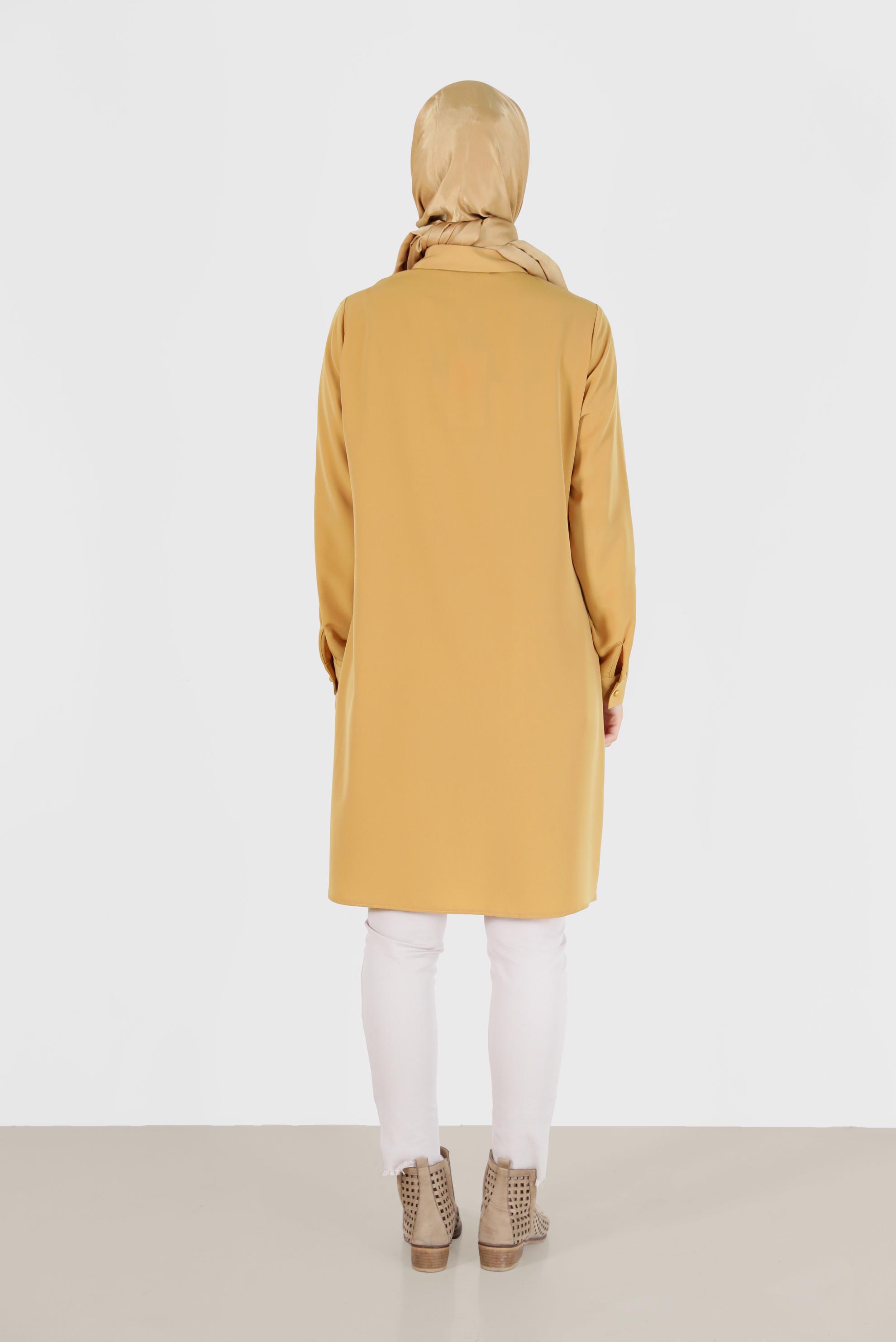 Tesettür giyim SARI PUL PAYET DETAYLI DESENLİ TUNİK 42399 