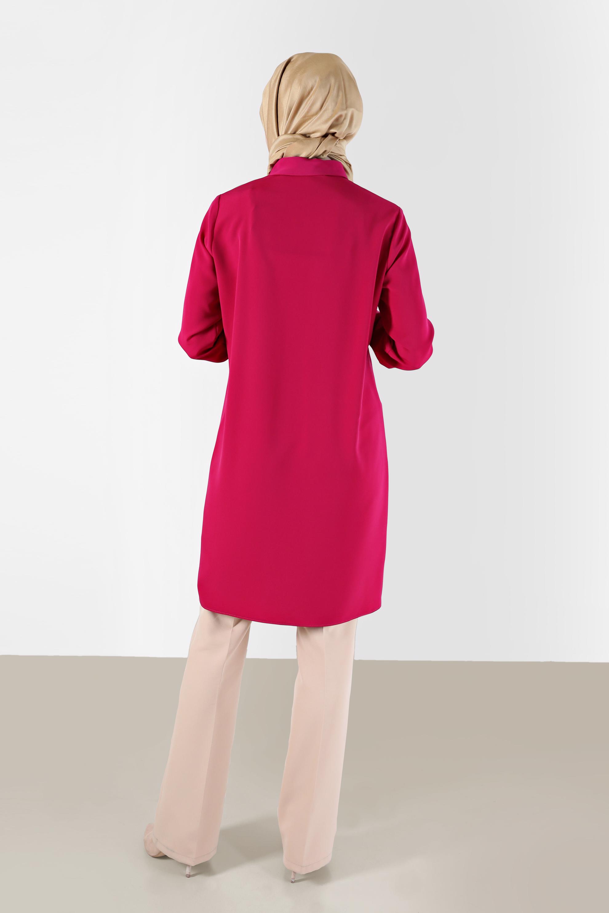 Tesettür giyim FUŞYA PUL PAYET DETAYLI DESENLİ TUNİK 42399 