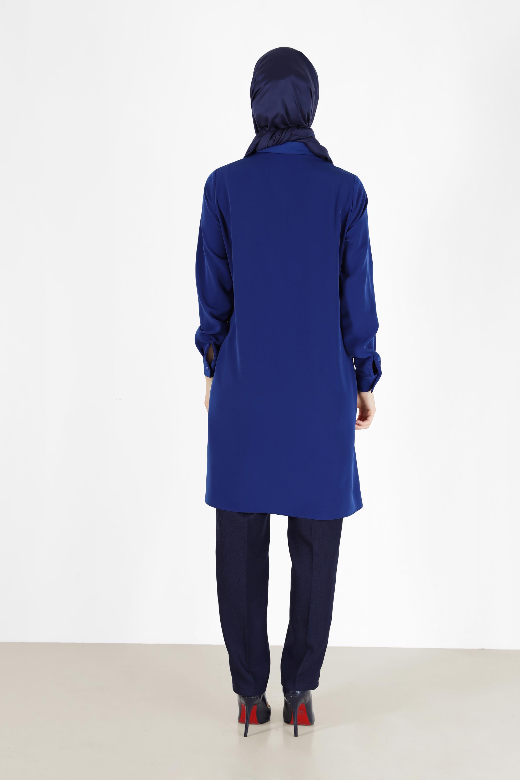 Tesettür giyim LACİVERT PUL PAYET DETAYLI DESENLİ TUNİK 42399 