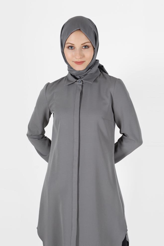 Hijab clothing  INVISIBLE BUTTONED BASIC TUNIC 42403 - ALVİNA