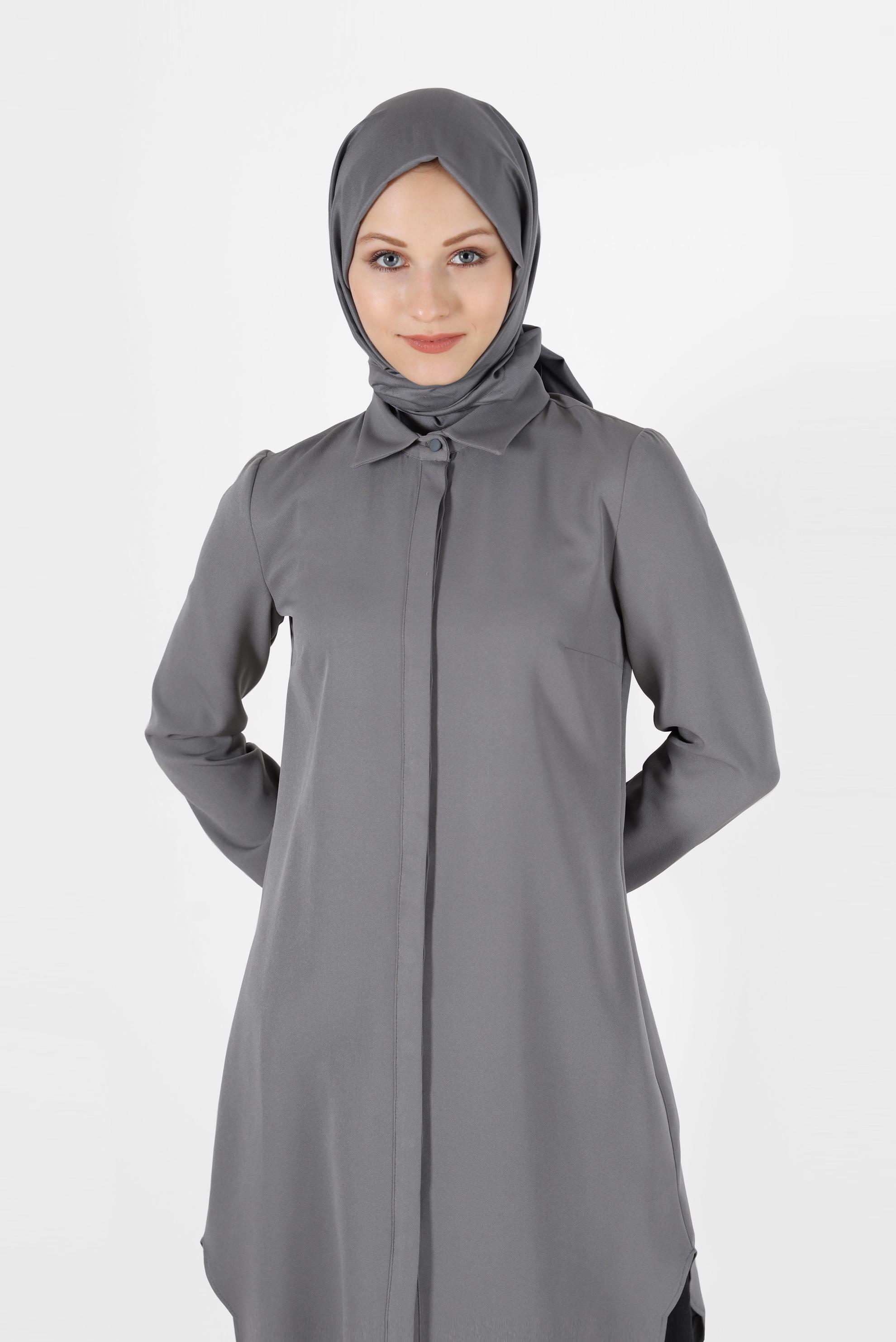 Hijab clothing GREY INVISIBLE BUTTONED BASIC TUNIC 42403