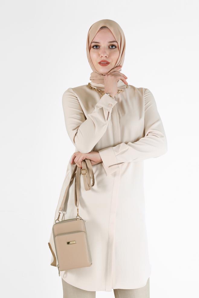 Tesettür giyim  GİZLİ DÜĞMELİ BASIC TUNİK 42403  - ALVİNA