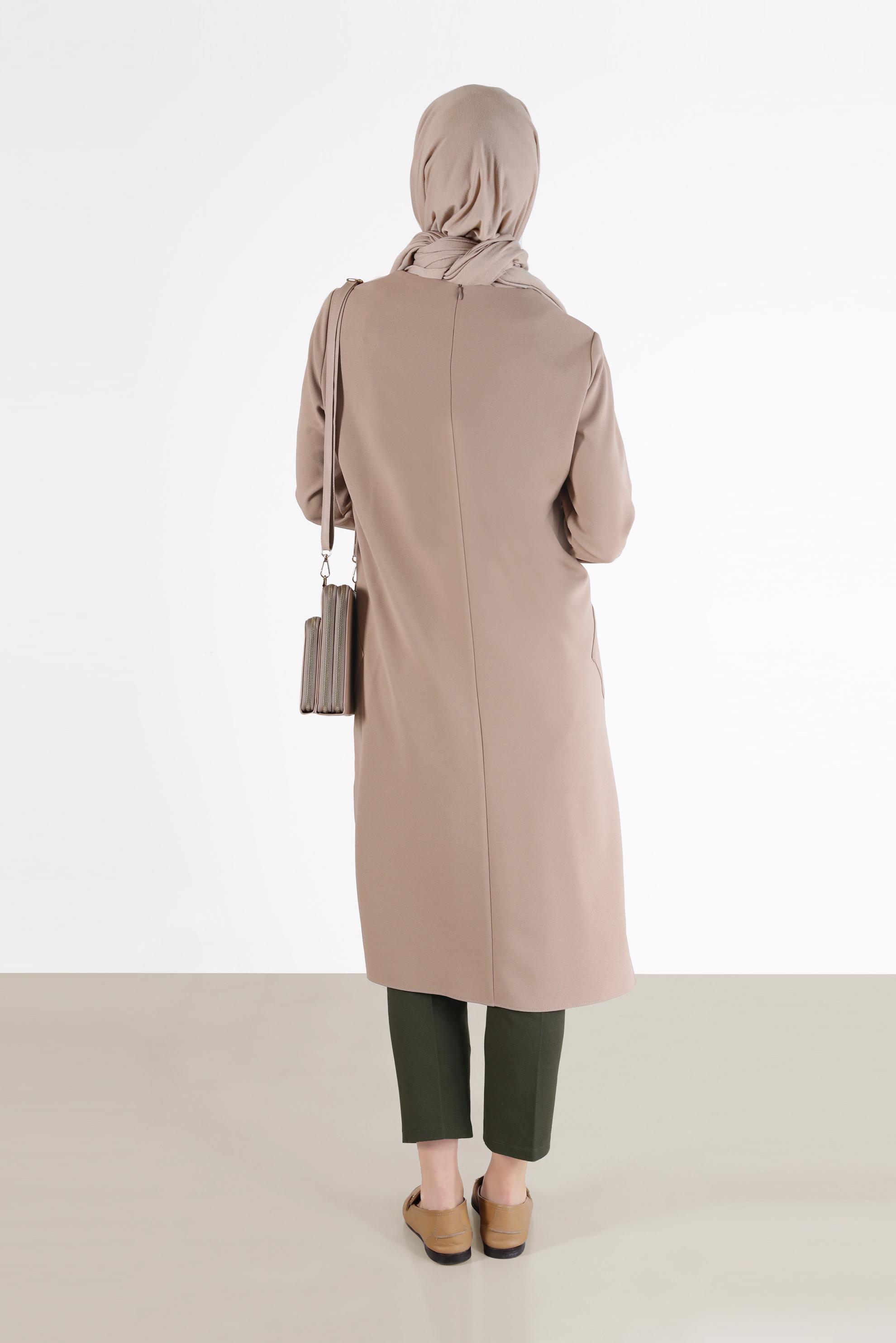 Tesettür giyim BEJ UZUN TESETTÜR TUNİK 42407
