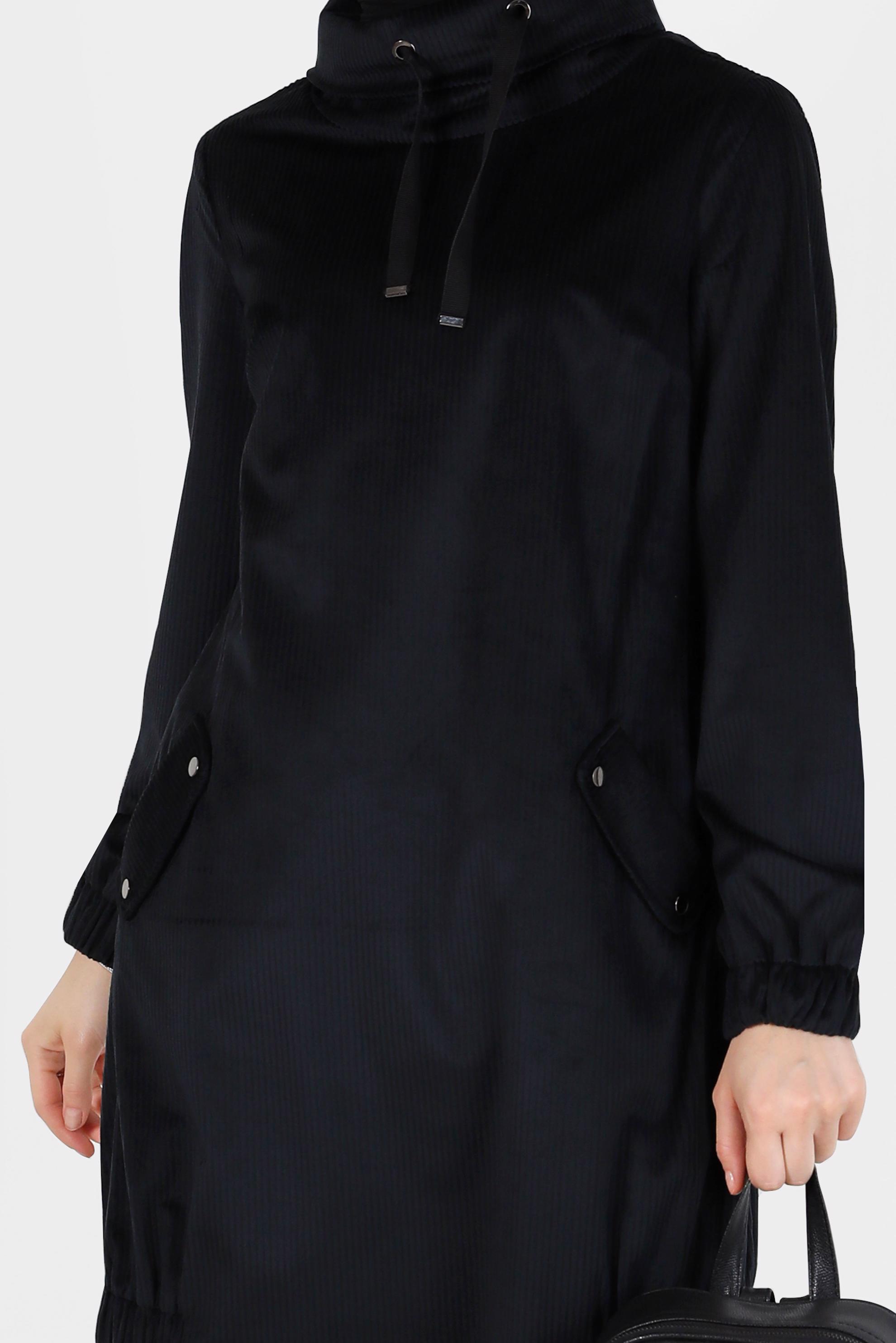 Tesettür giyim SİYAH DEGAJE YAKA MANŞETLERİ LASTİKLİ TUNİK 42420 