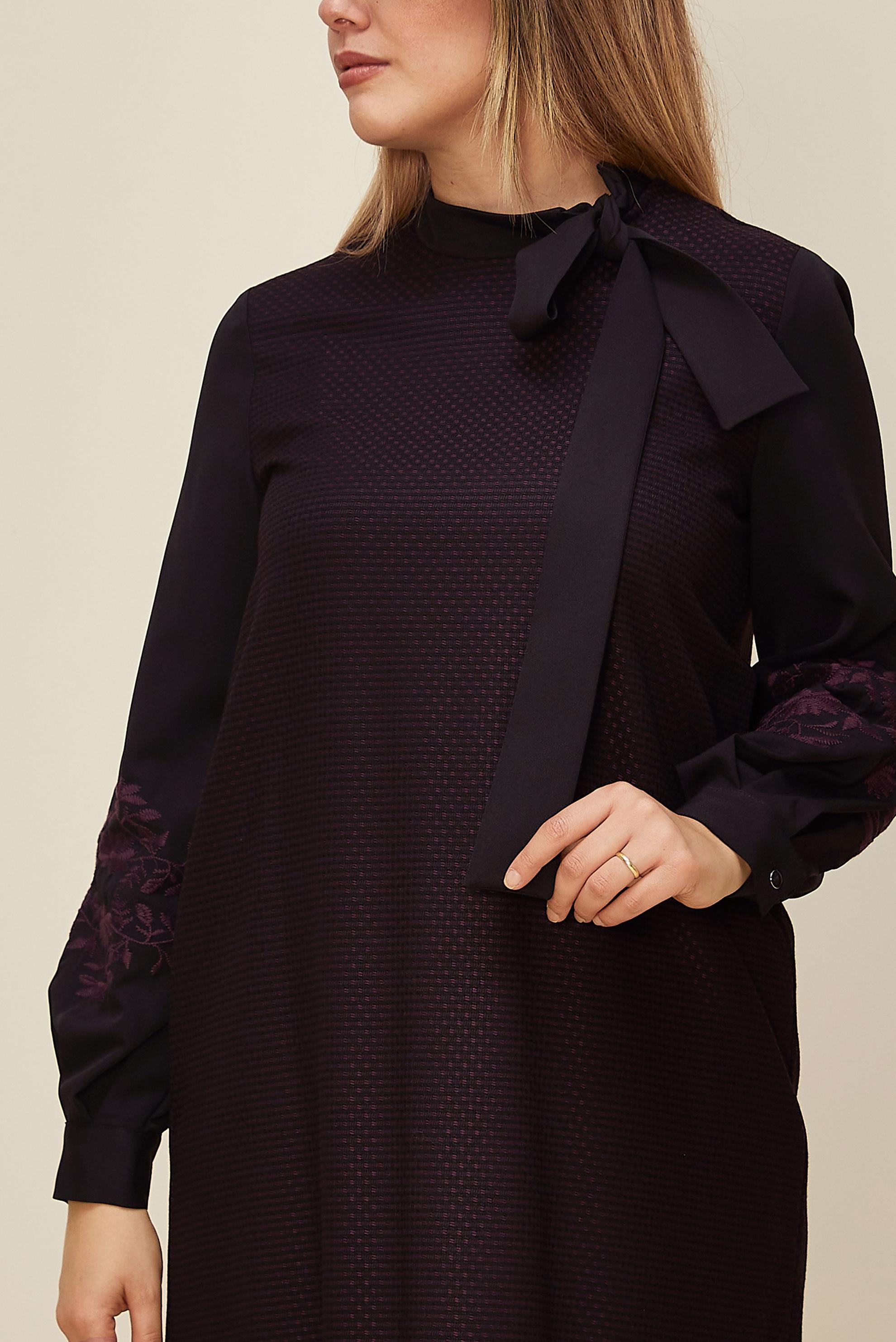 Hijab clothing DAMSON TIE DETAIL GINGHAM PATTERN TUNIC 42443 