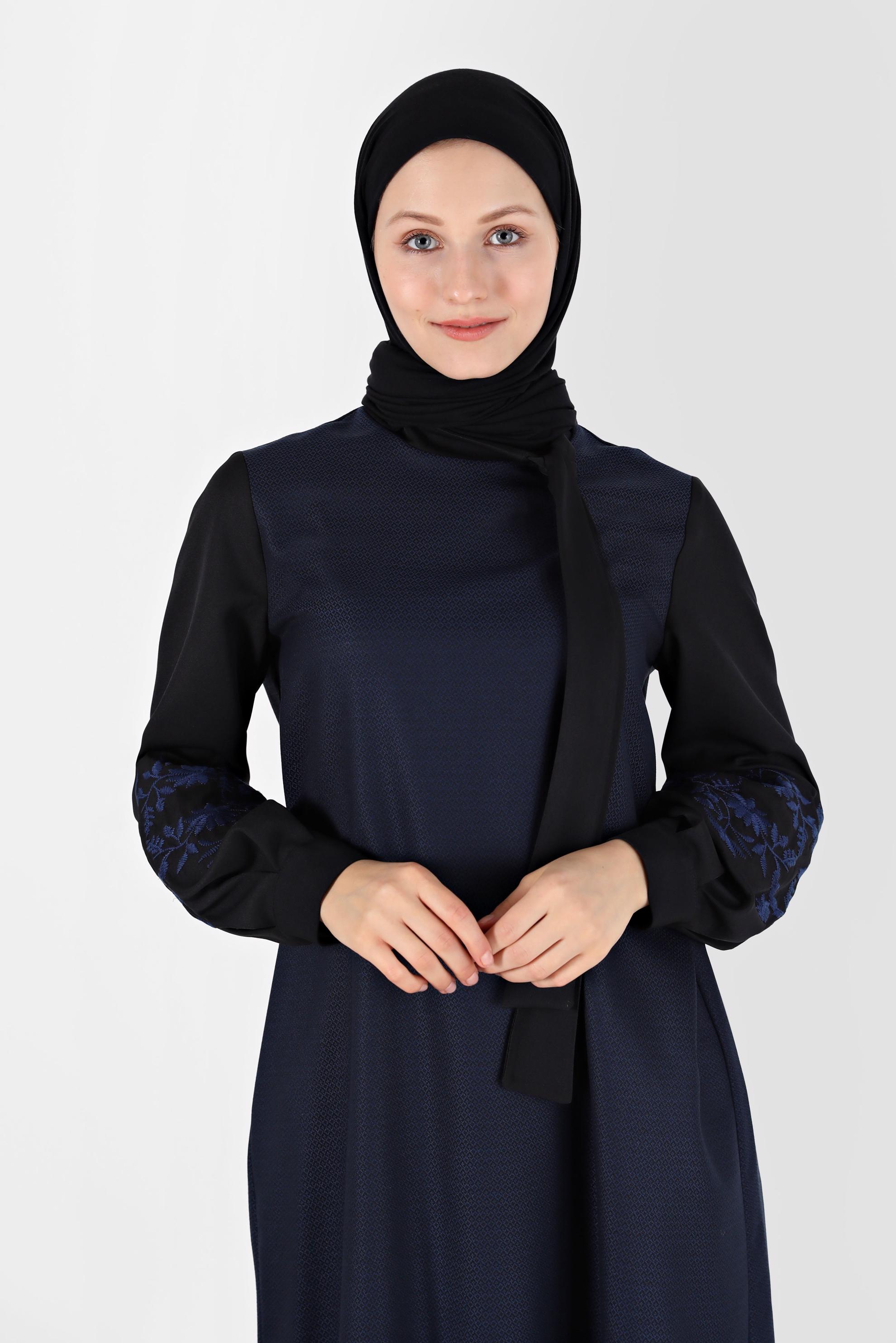 Hijab clothing BLUE TIE DETAIL GINGHAM PATTERN TUNIC 42443 