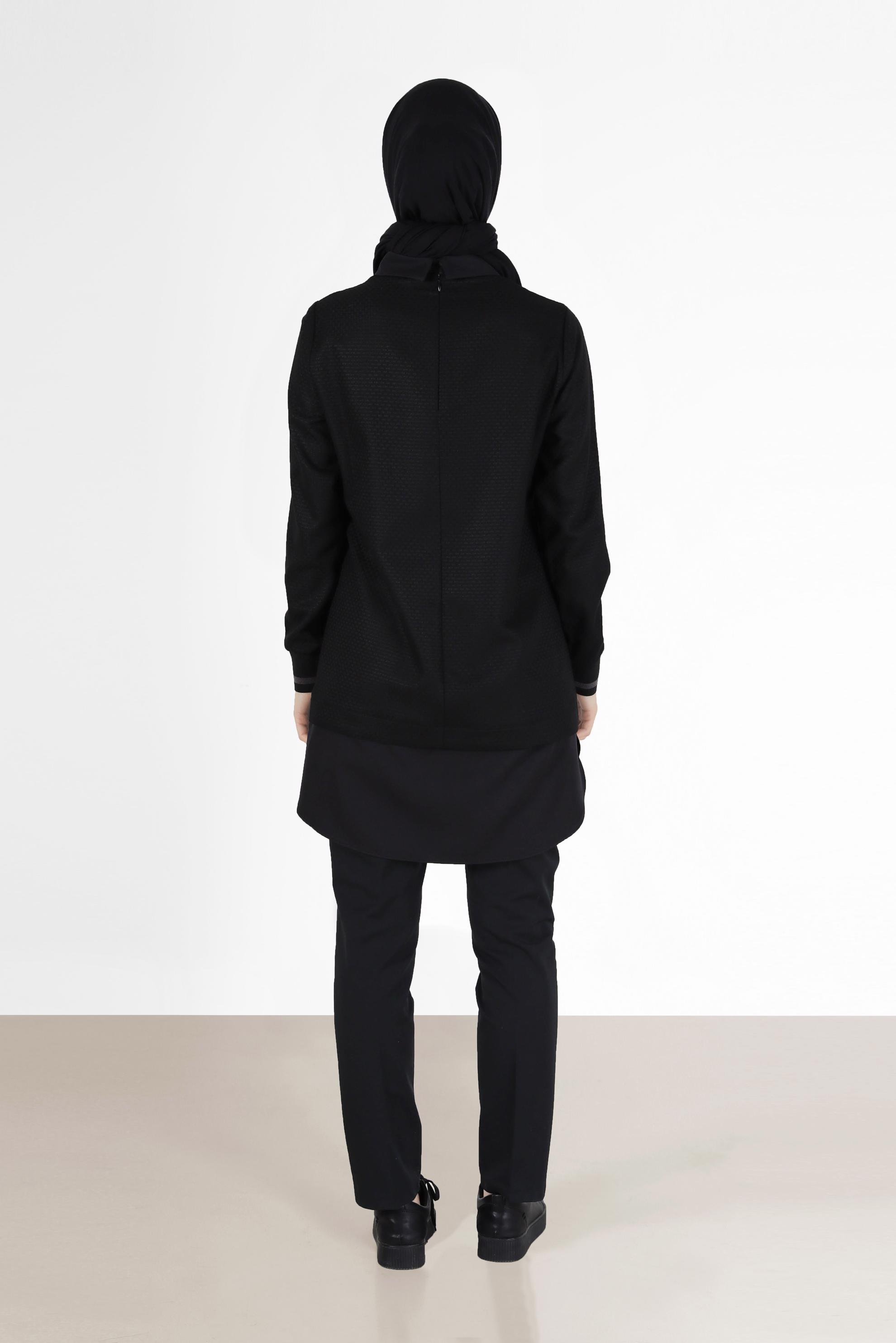 Hijab clothing BLACK SHIRT DETAIL GINGHAM PATTERN TUNIC 42444 