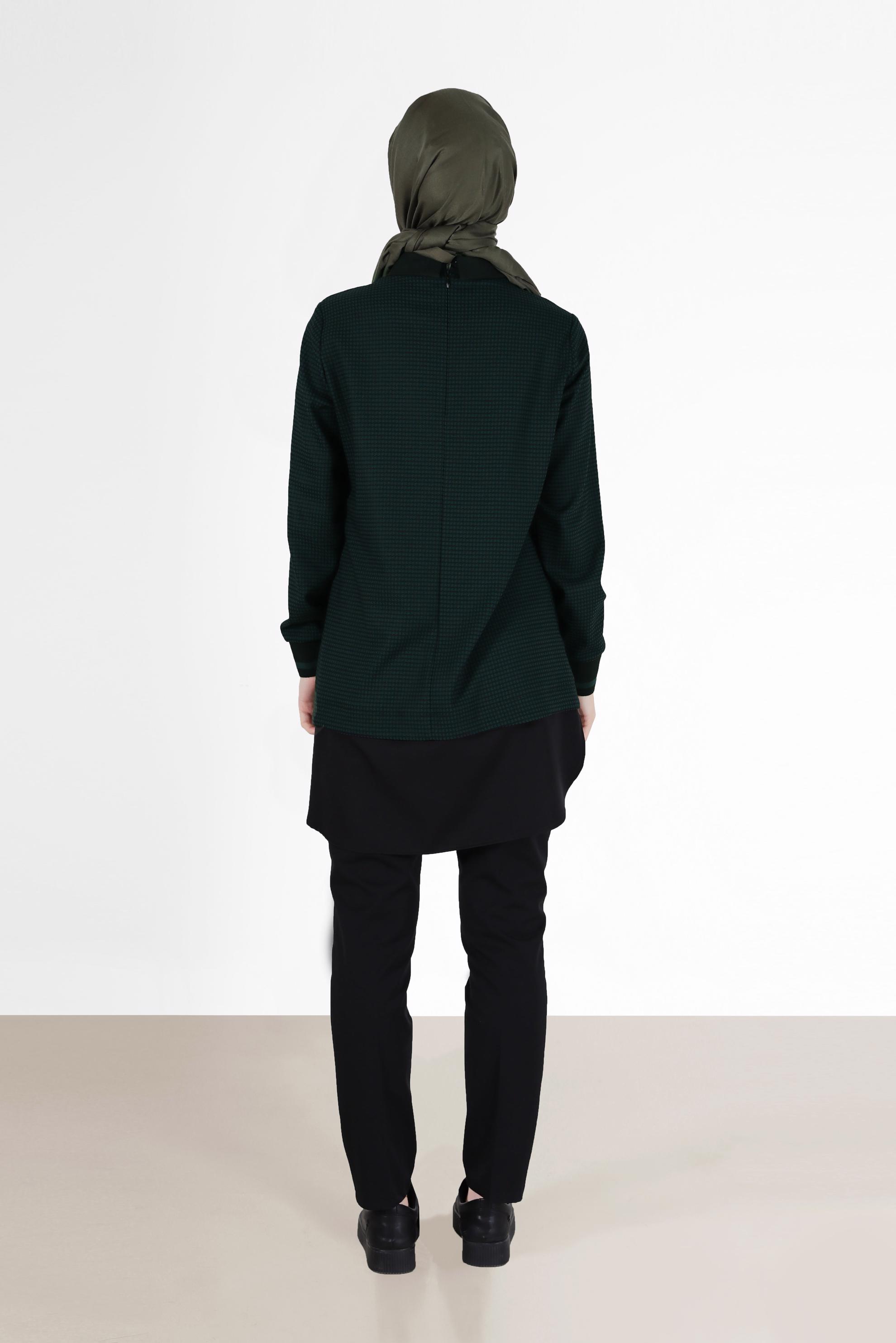 Hijab clothing GREEN SHIRT DETAIL GINGHAM PATTERN TUNIC 42444 