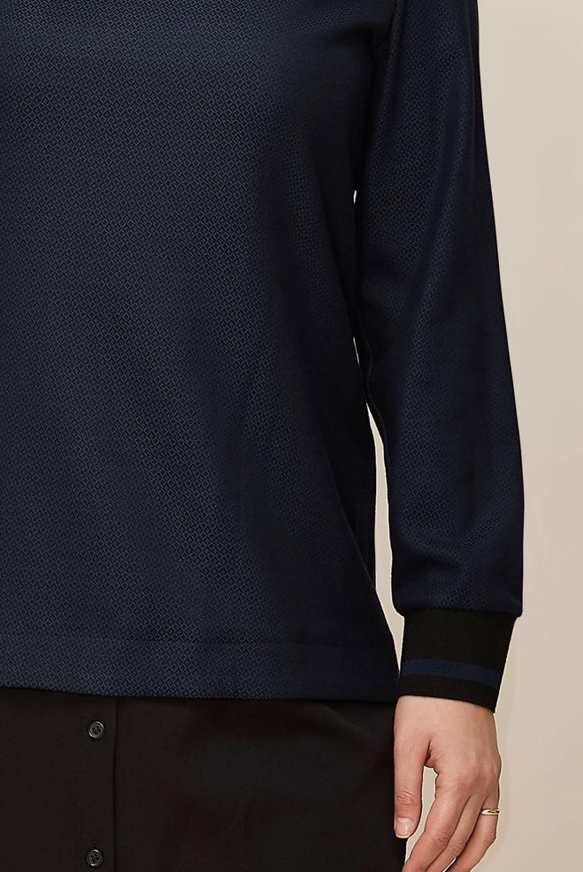 Tesettür giyim MAVİ GÖMLEK PARÇA DETAYLI PÖTİKARE TUNİK 42444  - ALVİNA