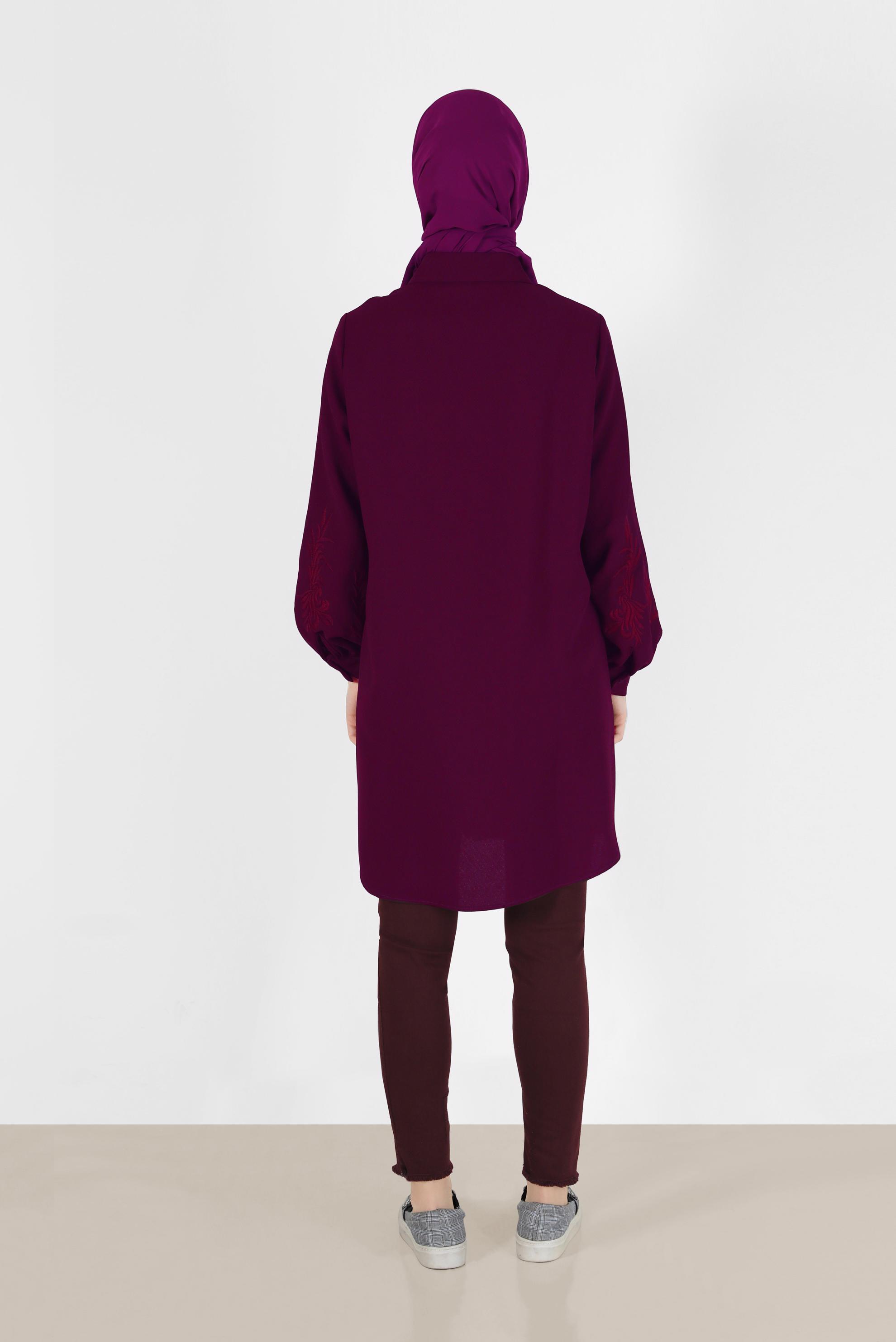 Vêtements hijab FUCHSIA TUNIQUE BOUTONNÉE AVEC DÉTAIL BRODERIE 42445