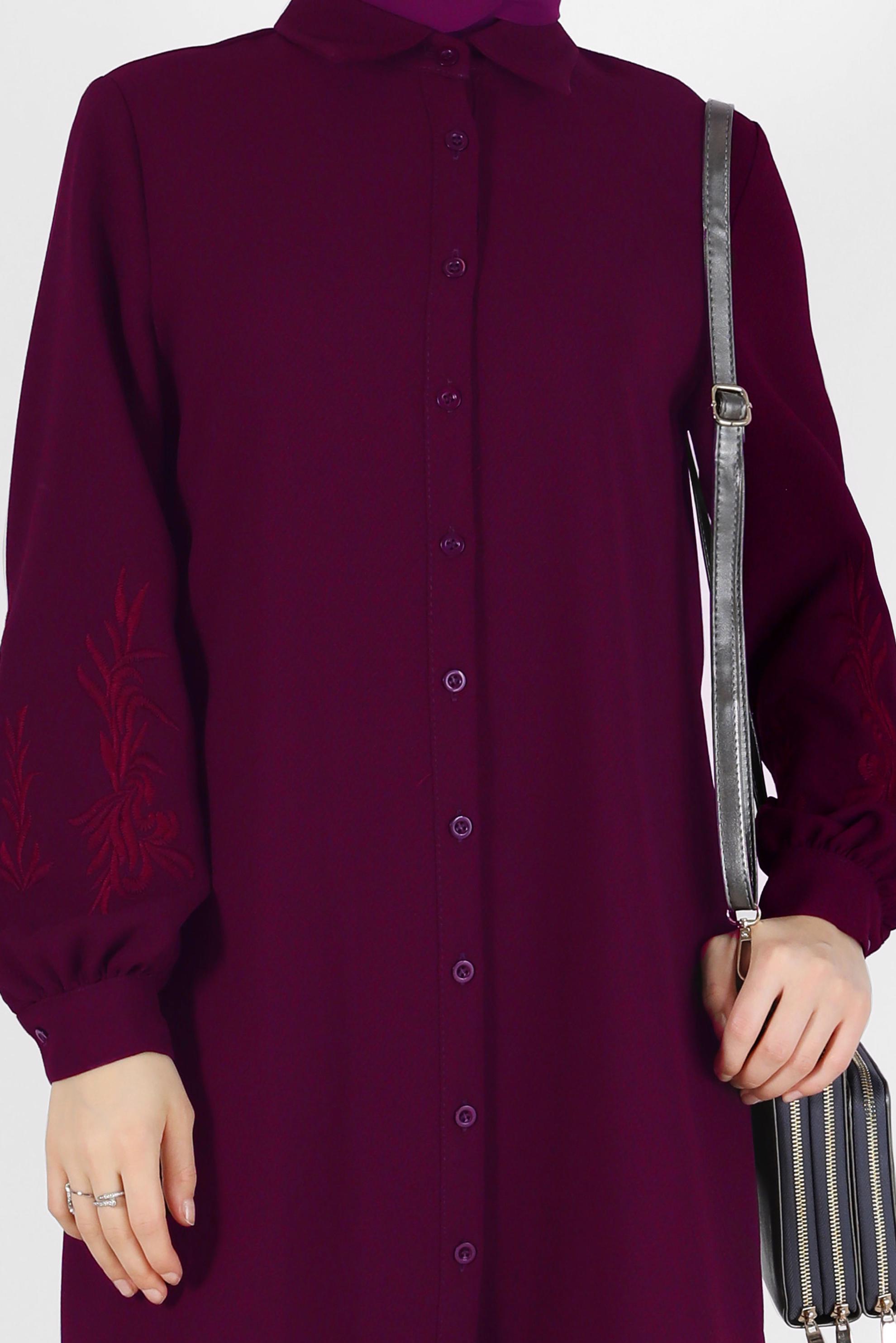 Vêtements hijab FUCHSIA TUNIQUE BOUTONNÉE AVEC DÉTAIL BRODERIE 42445