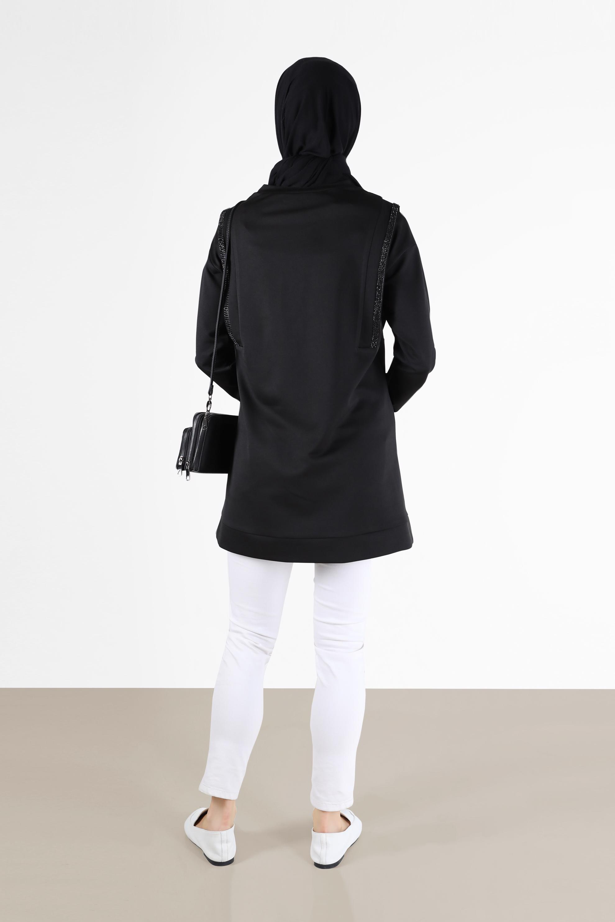 Hijab clothing BLACK GEM STRIPE DETAIL TUNIC 42454 