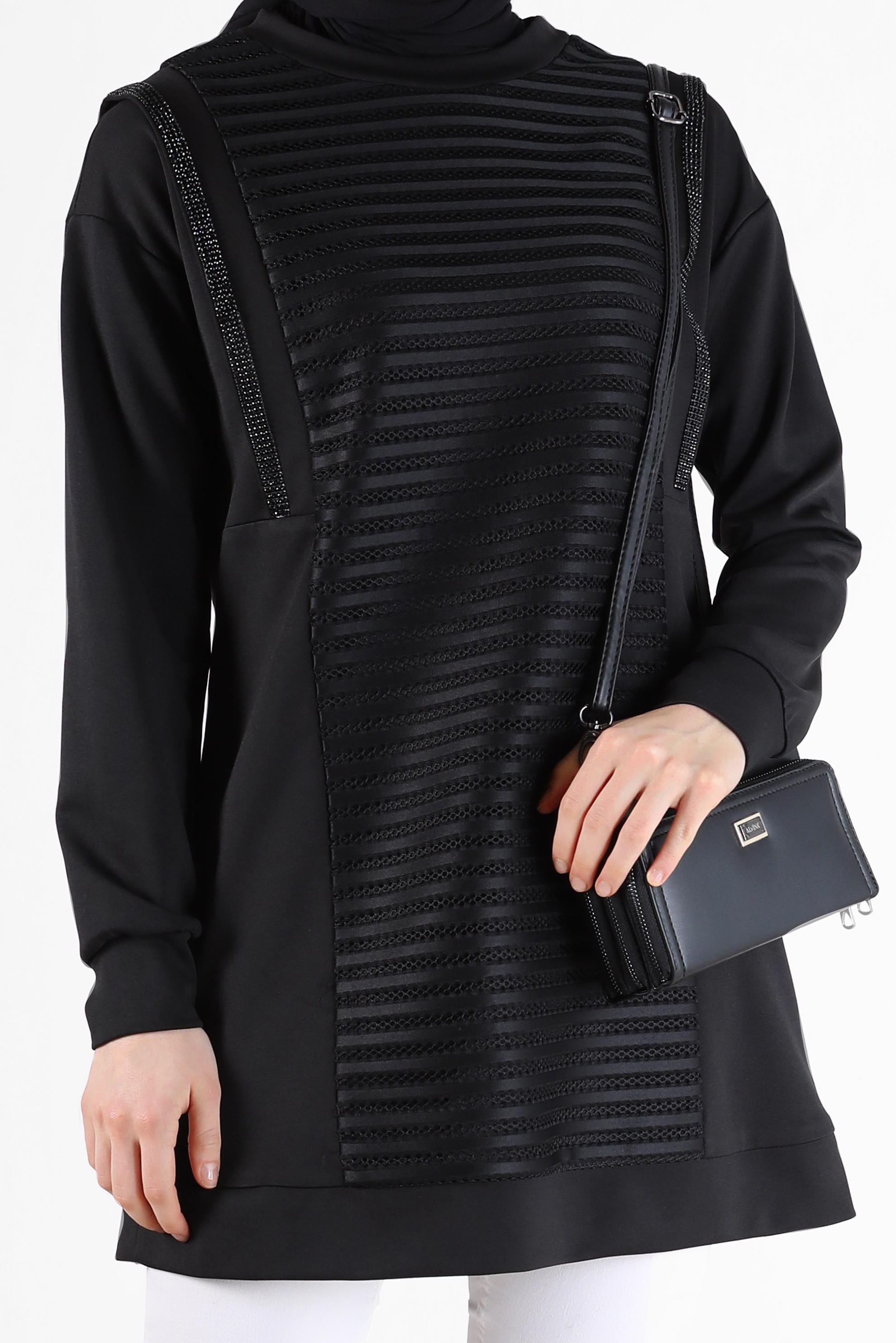 Hijab clothing BLACK GEM STRIPE DETAIL TUNIC 42454 