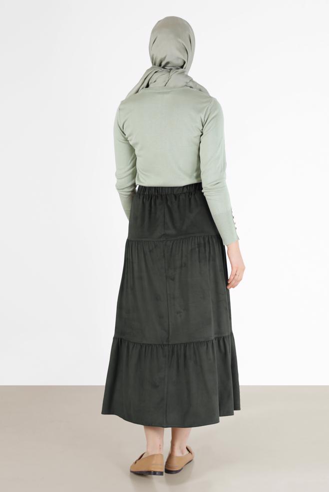 Hijab clothing GREY BUTTON DETAIL SKIRT 60226 - ALVİNA