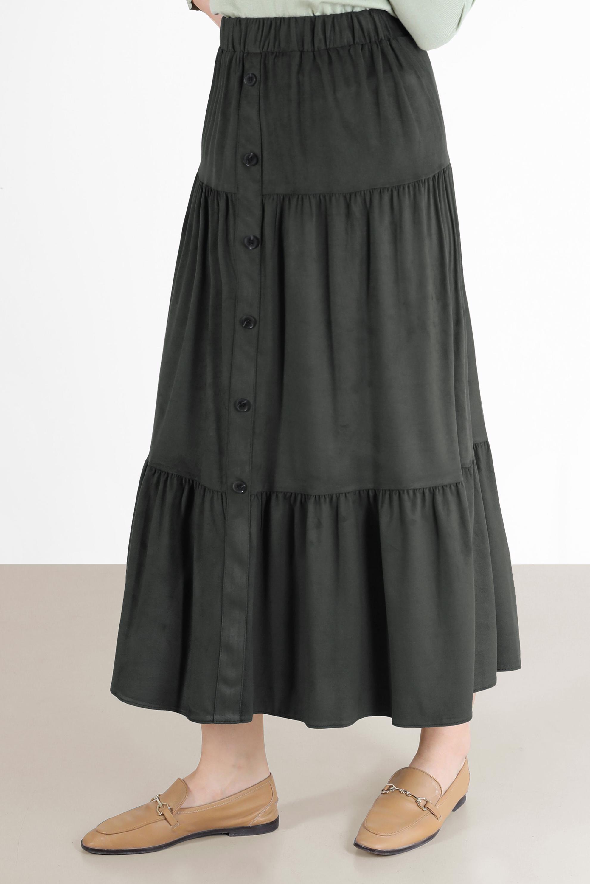 Hijab clothing GREY BUTTON DETAIL SKIRT 60226