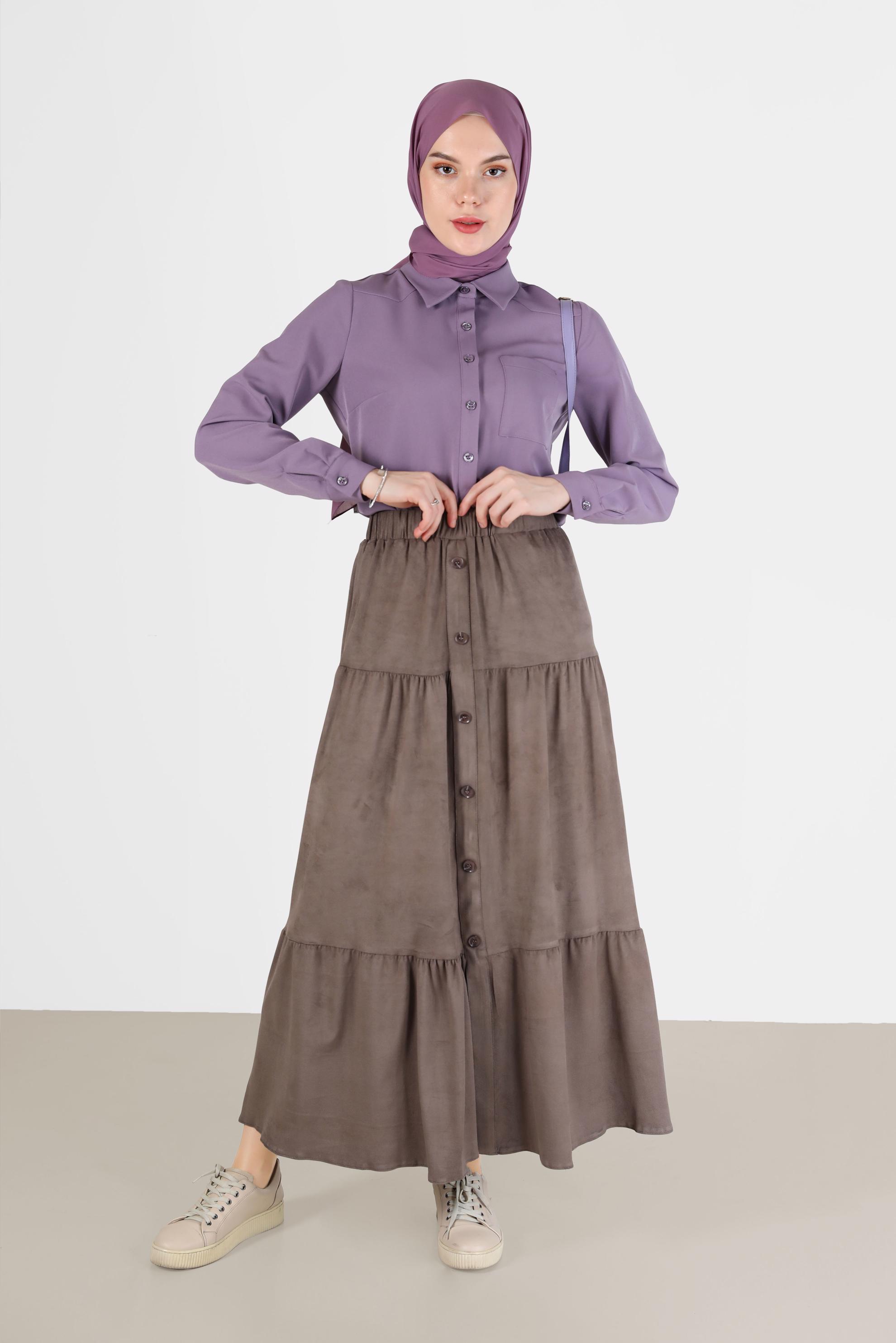 Vêtements hijab VISON JUPE À NIVEAUX AVEC BOUTONS 60226