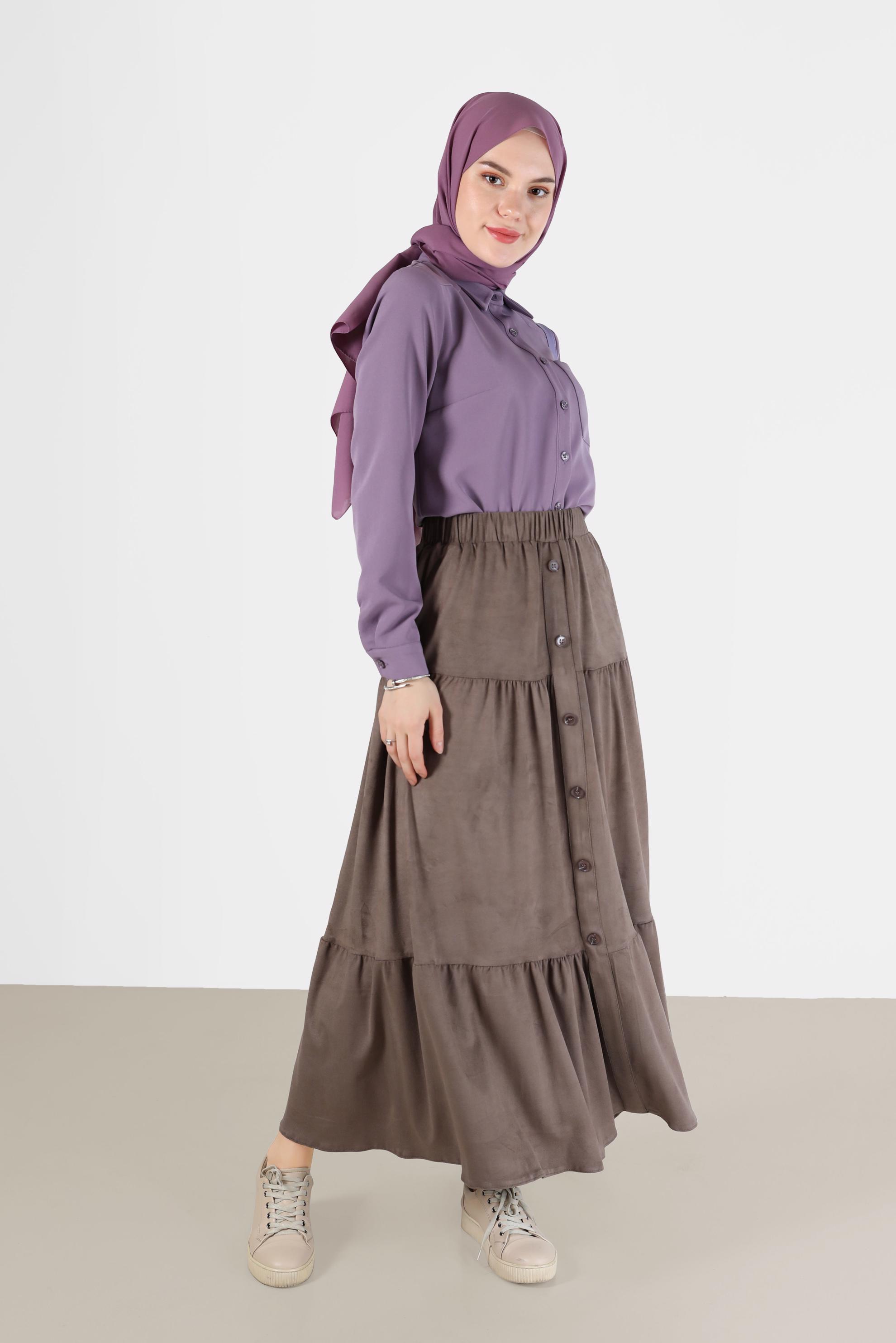 Vêtements hijab VISON JUPE À NIVEAUX AVEC BOUTONS 60226