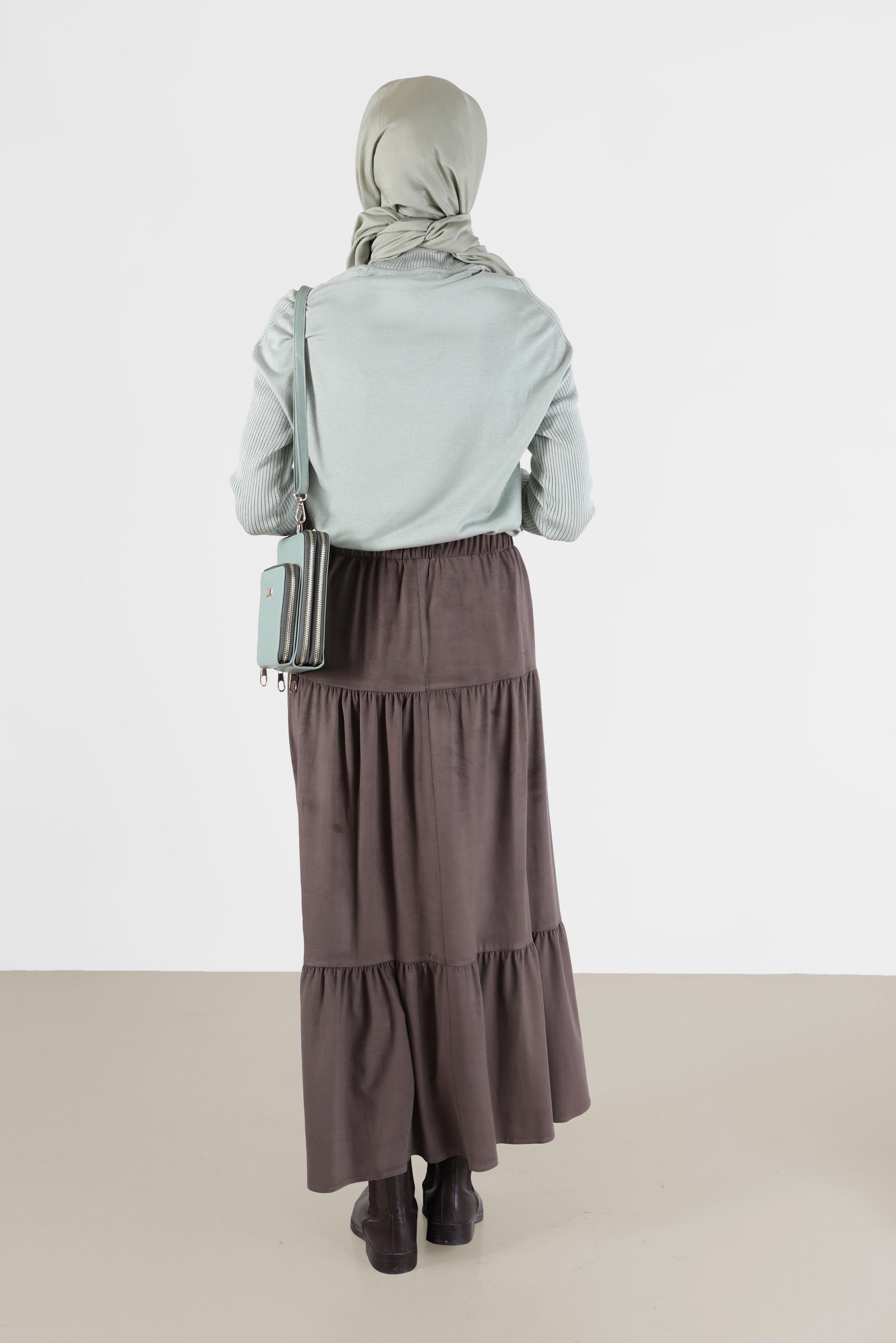 Hijab clothing MINK BUTTON DETAIL TIERED SKIRT 60226 