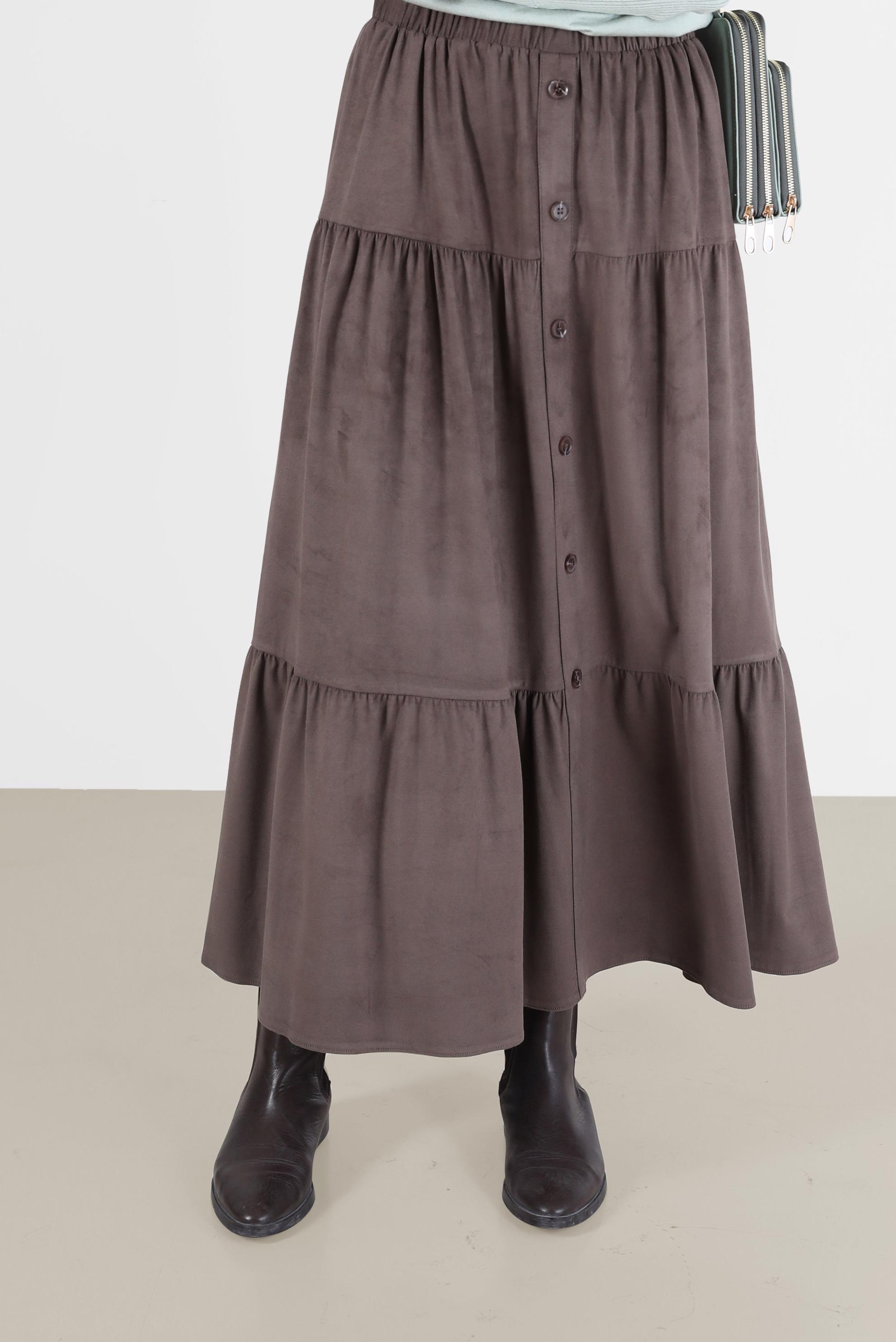 Hijab clothing MINK BUTTON DETAIL TIERED SKIRT 60226 