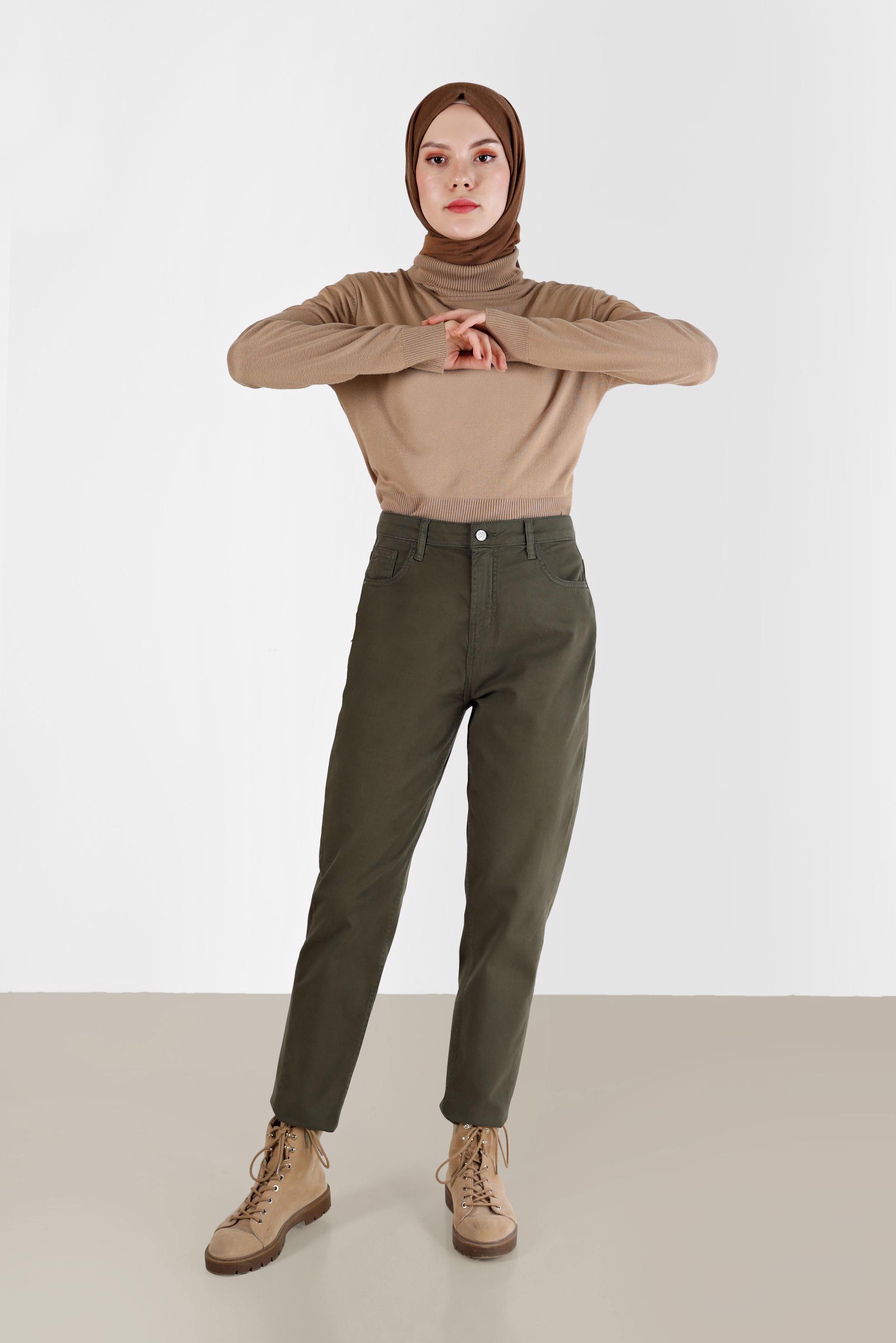 Tesettür giyim HAKİ DAR PAÇA PANTOLON 70282 