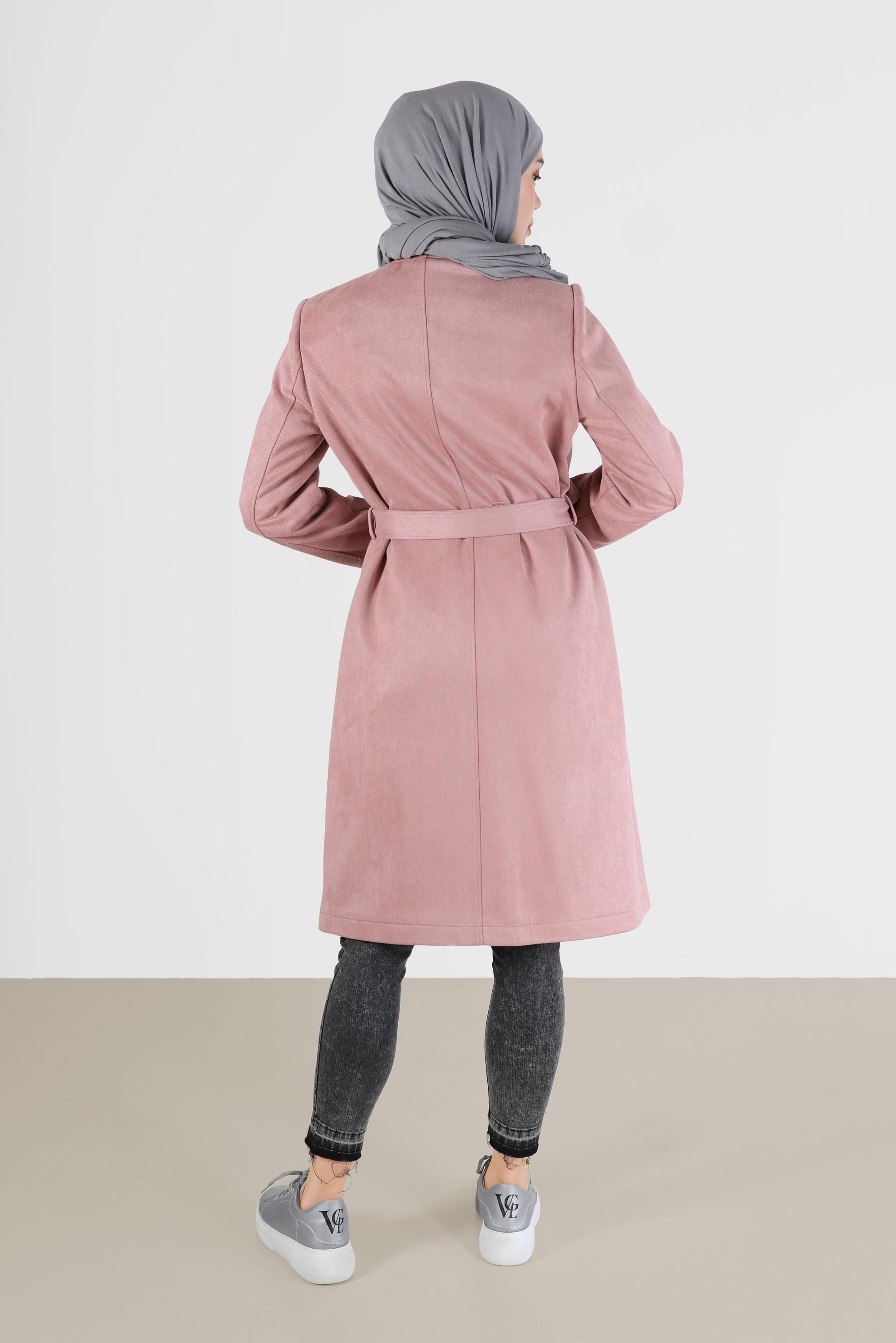 Vêtements hijab POUDRE TRENCH-COAT EN DAIM À FRANGES CLOUS 10456