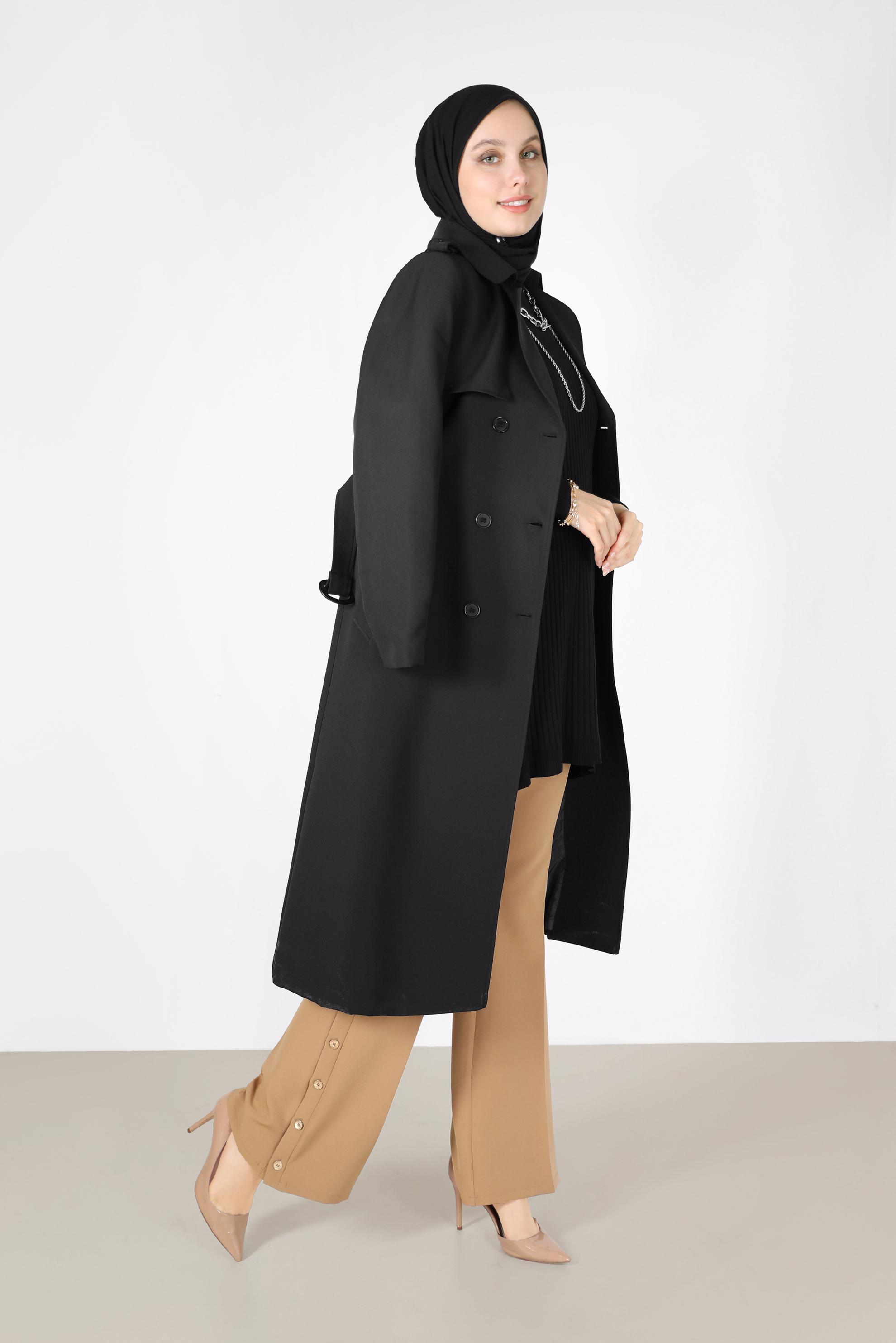 Vêtements hijab NOIR TRENCH BOUTONS 10461