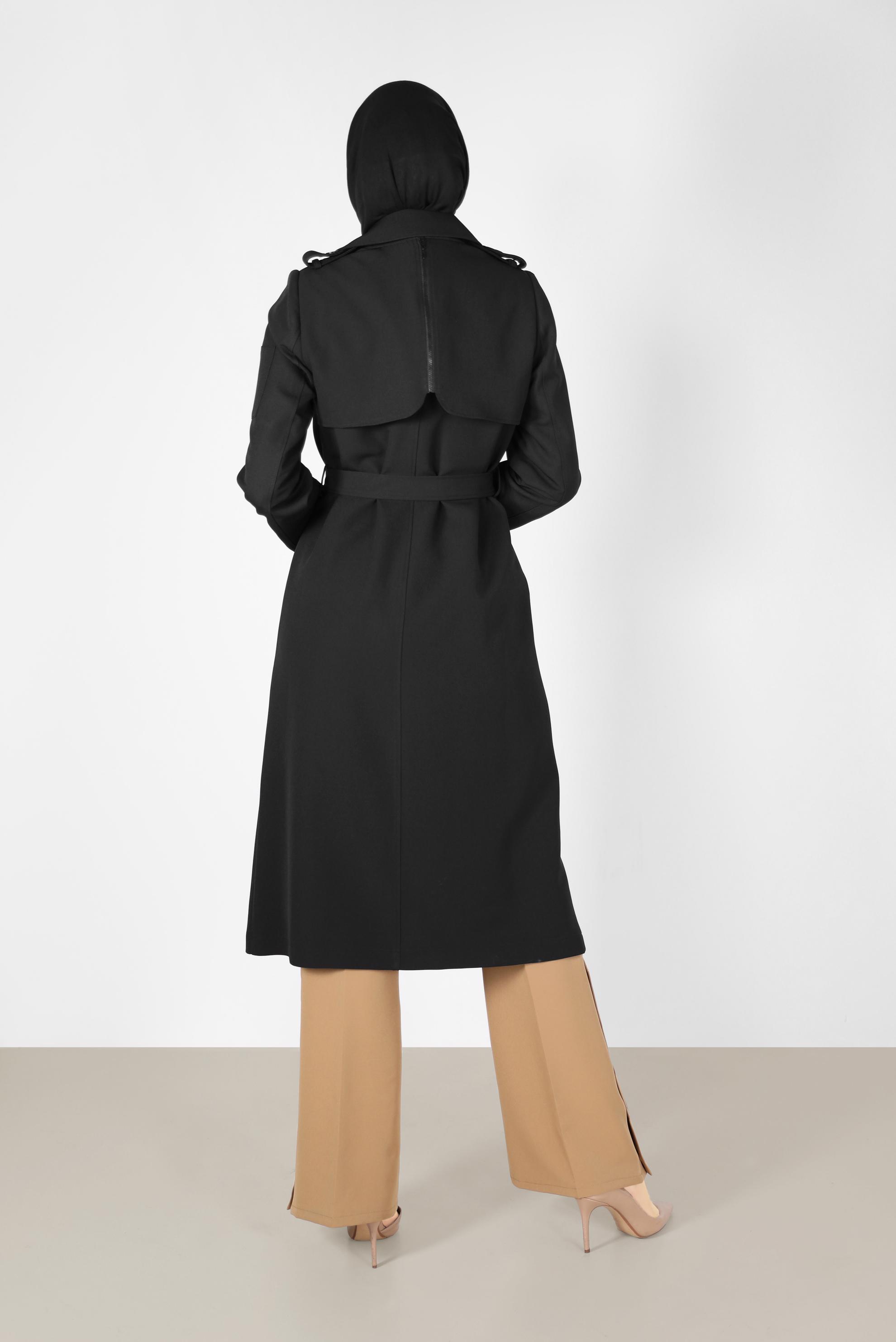 Vêtements hijab NOIR TRENCH BOUTONS 10461