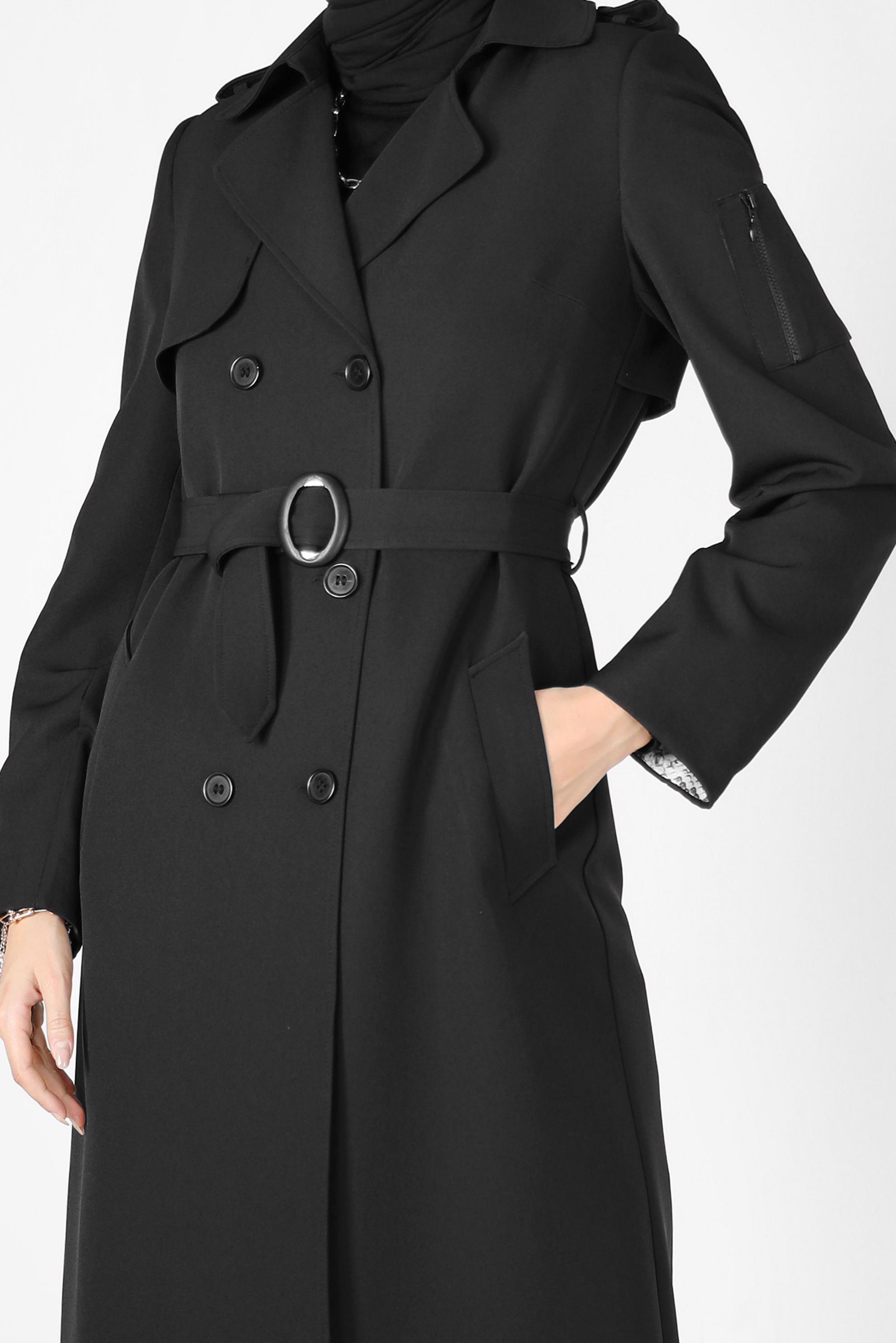Vêtements hijab NOIR TRENCH BOUTONS 10461