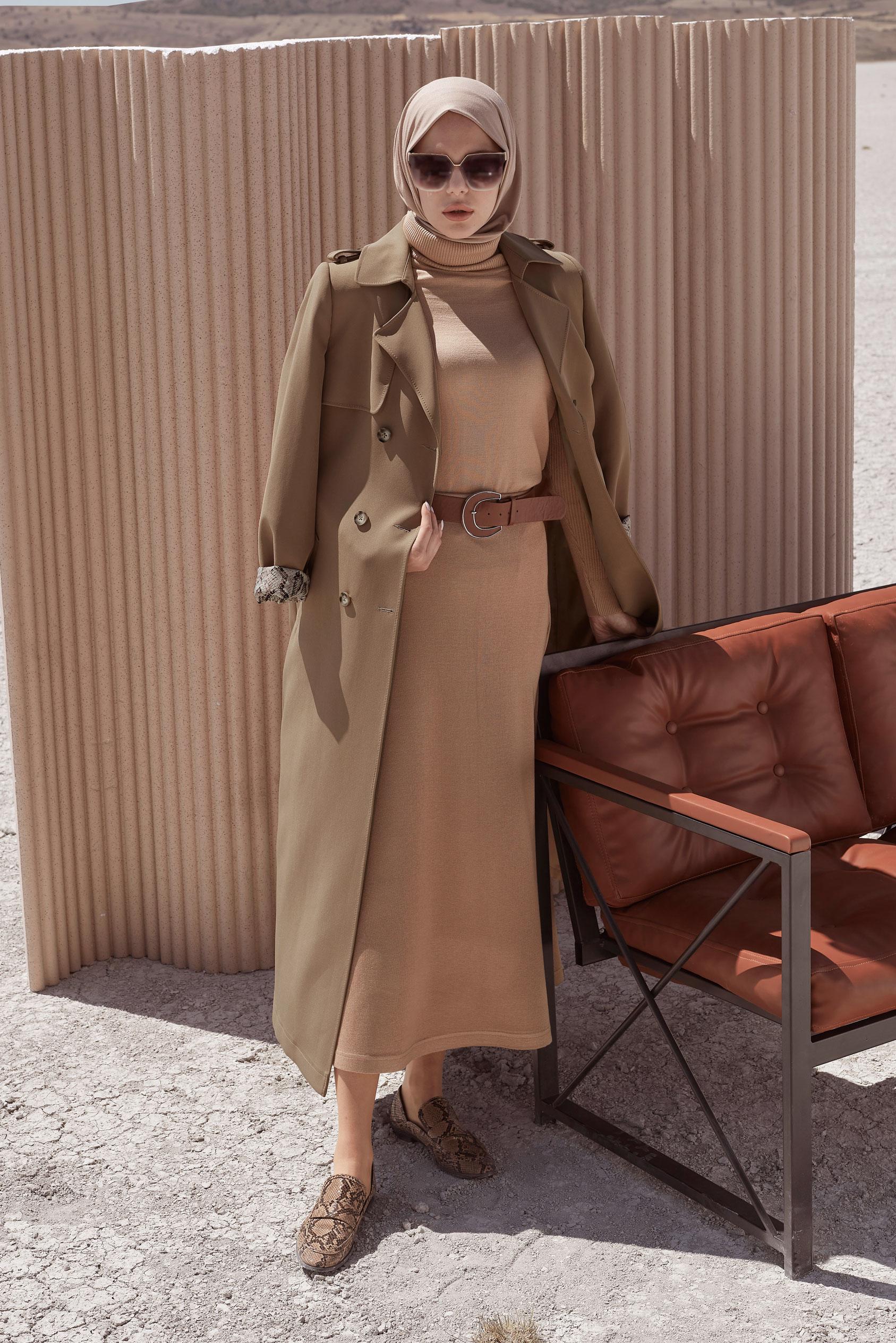 Vêtements hijab BEIGE TRENCH BOUTONS 10461