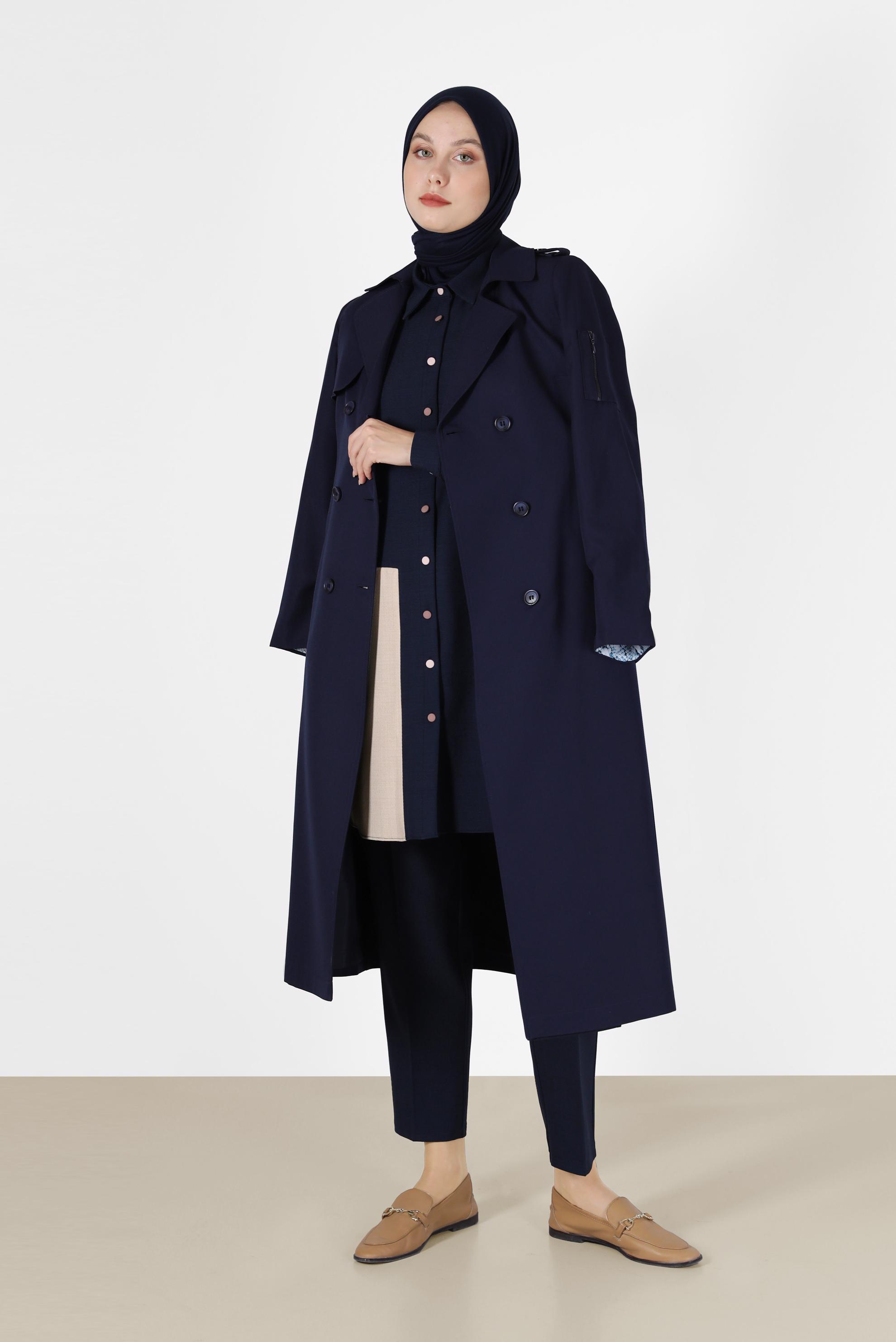 Vêtements hijab BLEU MARINE TRENCH BOUTONS 10461