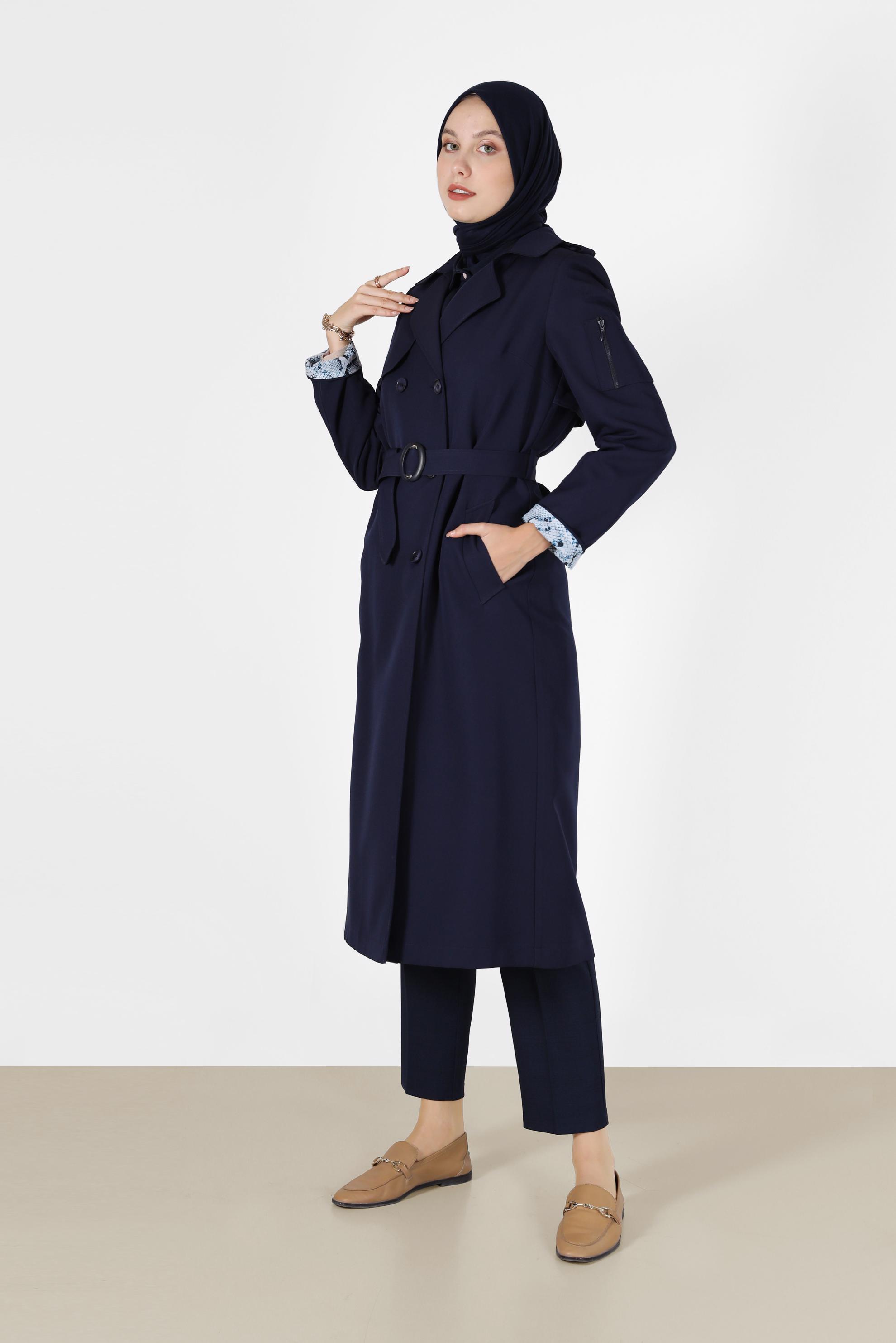 Vêtements hijab BLEU MARINE TRENCH BOUTONS 10461