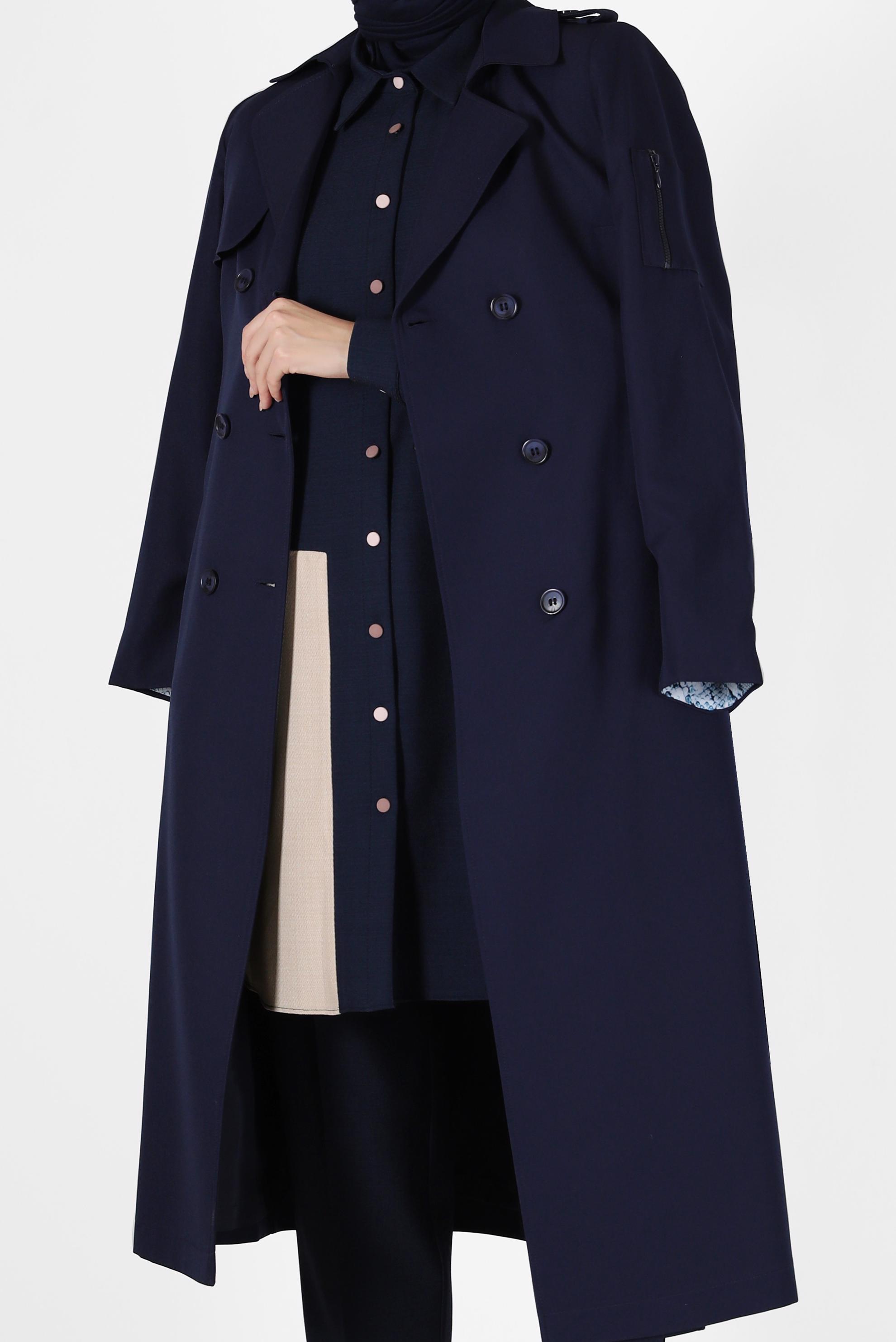 Vêtements hijab BLEU MARINE TRENCH BOUTONS 10461